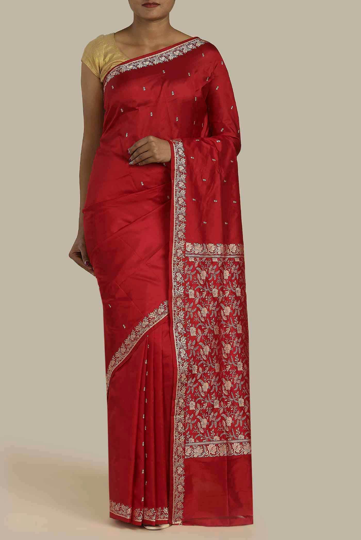 Red Banarasi Katan Silk Saree