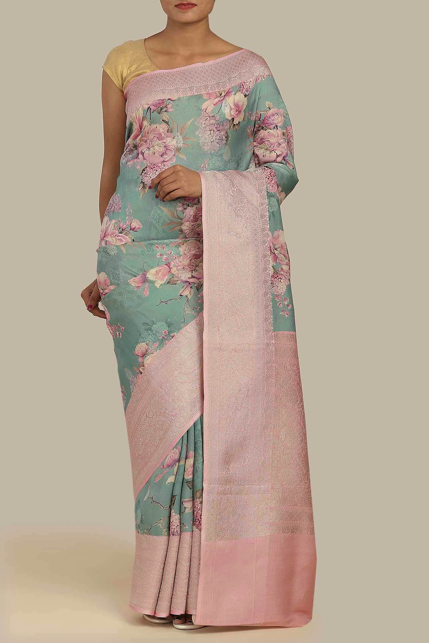 Navy Blue Bhagalpuri Tussar Silk Saree