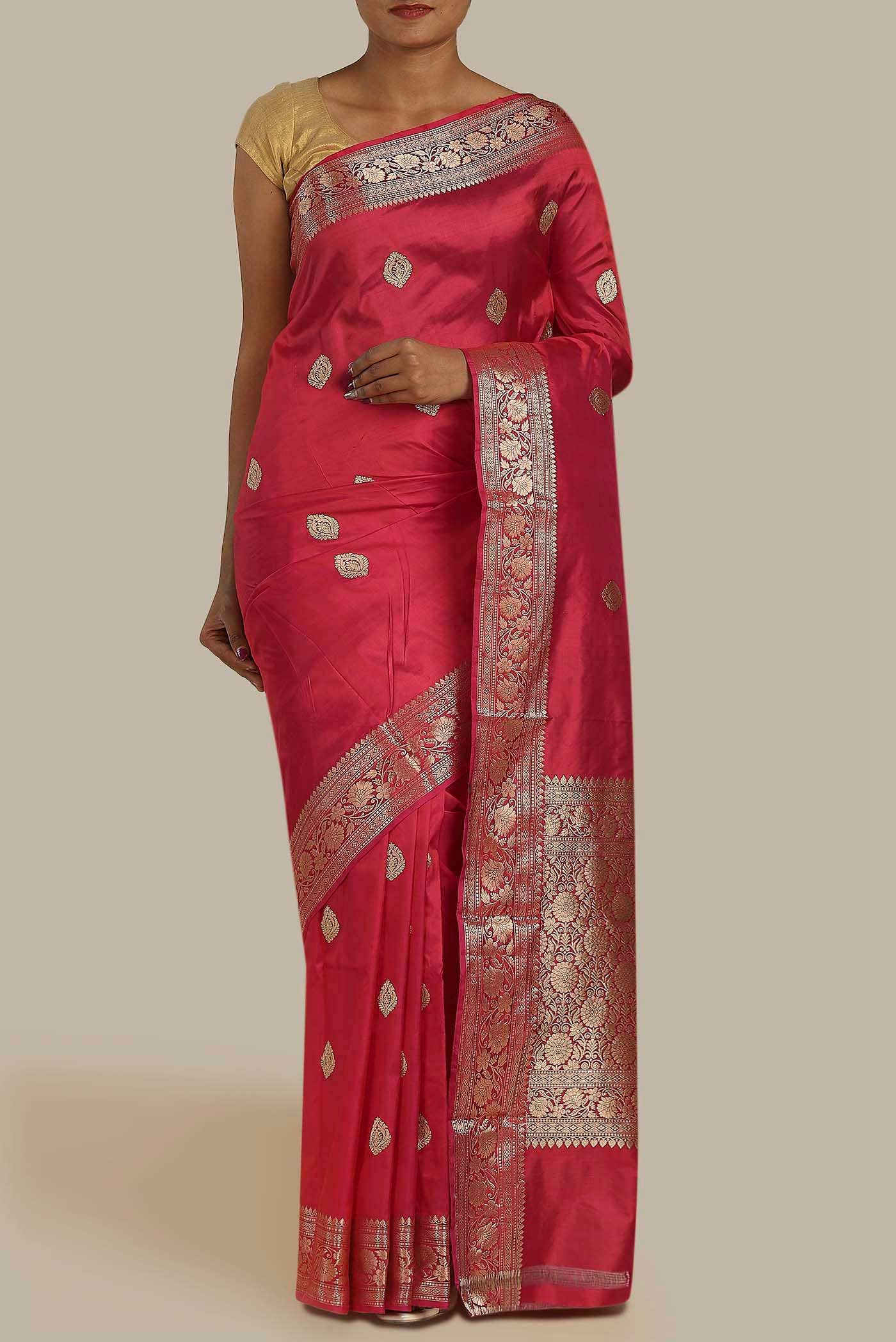 Red Banarasi Katan Silk Saree