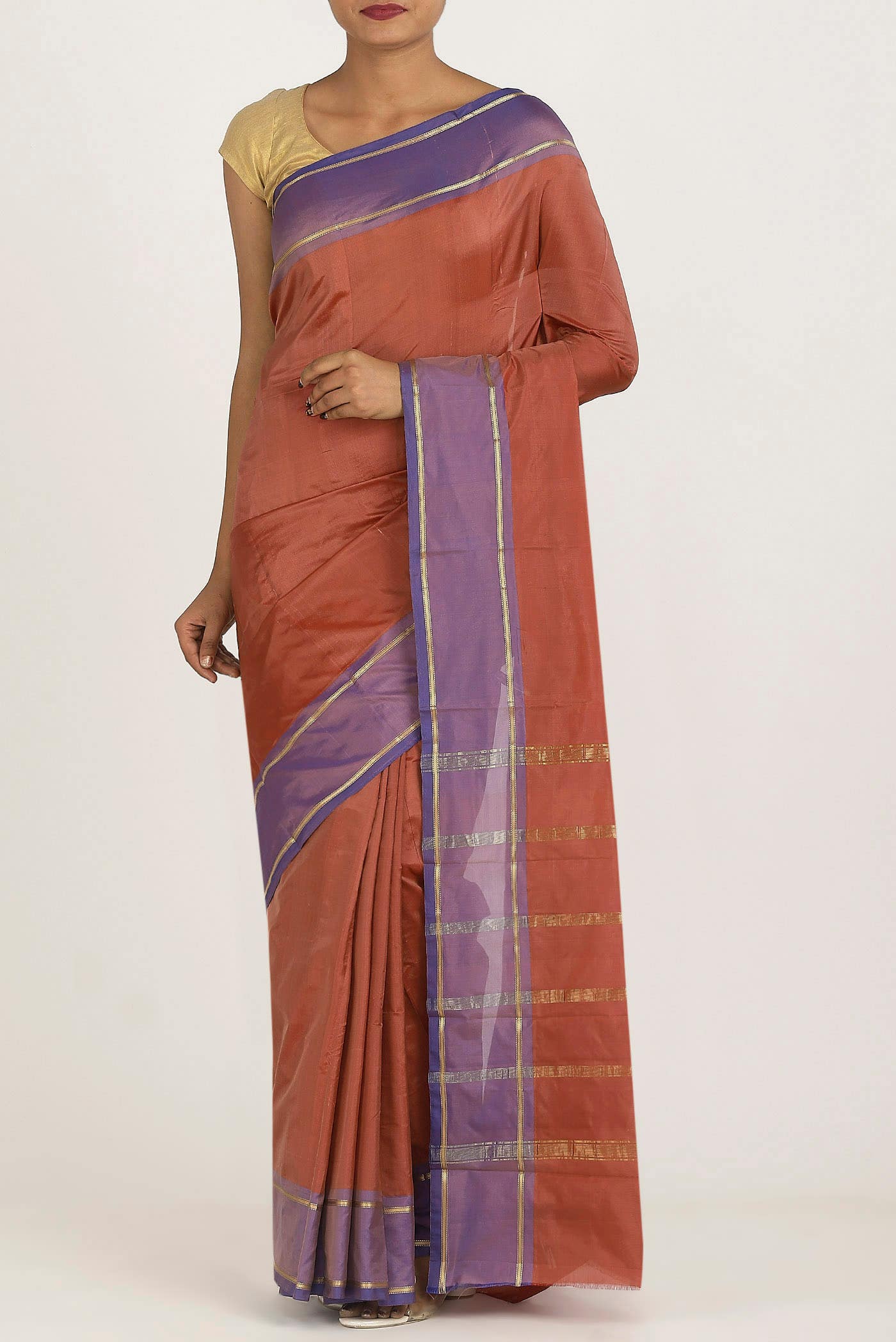 Orange Bangalore Silk Saree