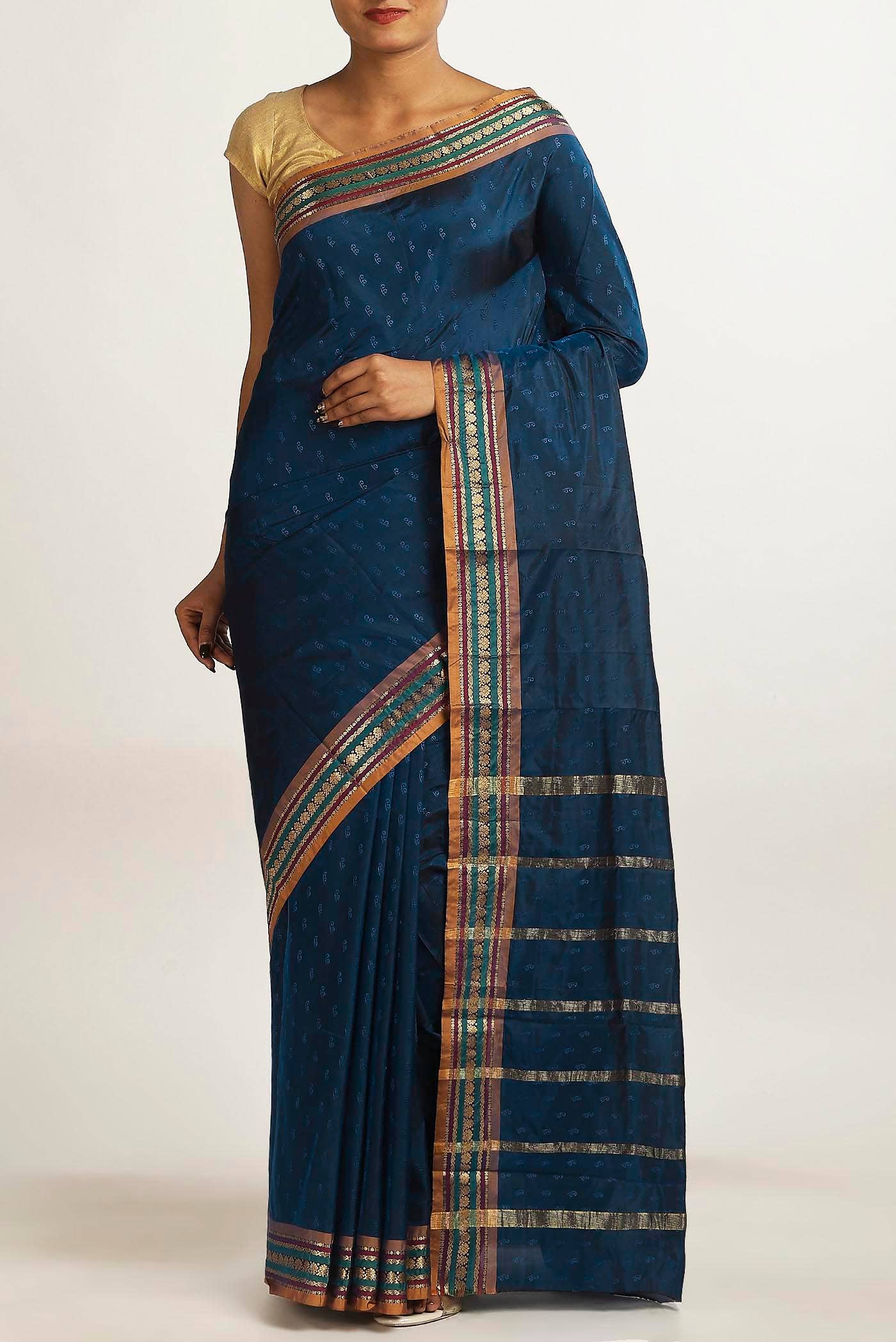 Blue Blended Bangalore Silk Saree