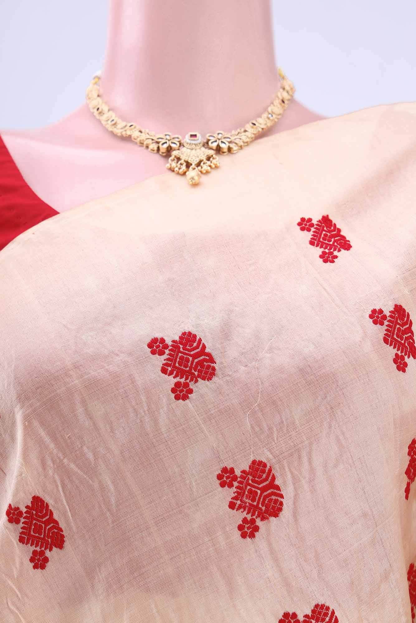 Beige Assam Silk Saree