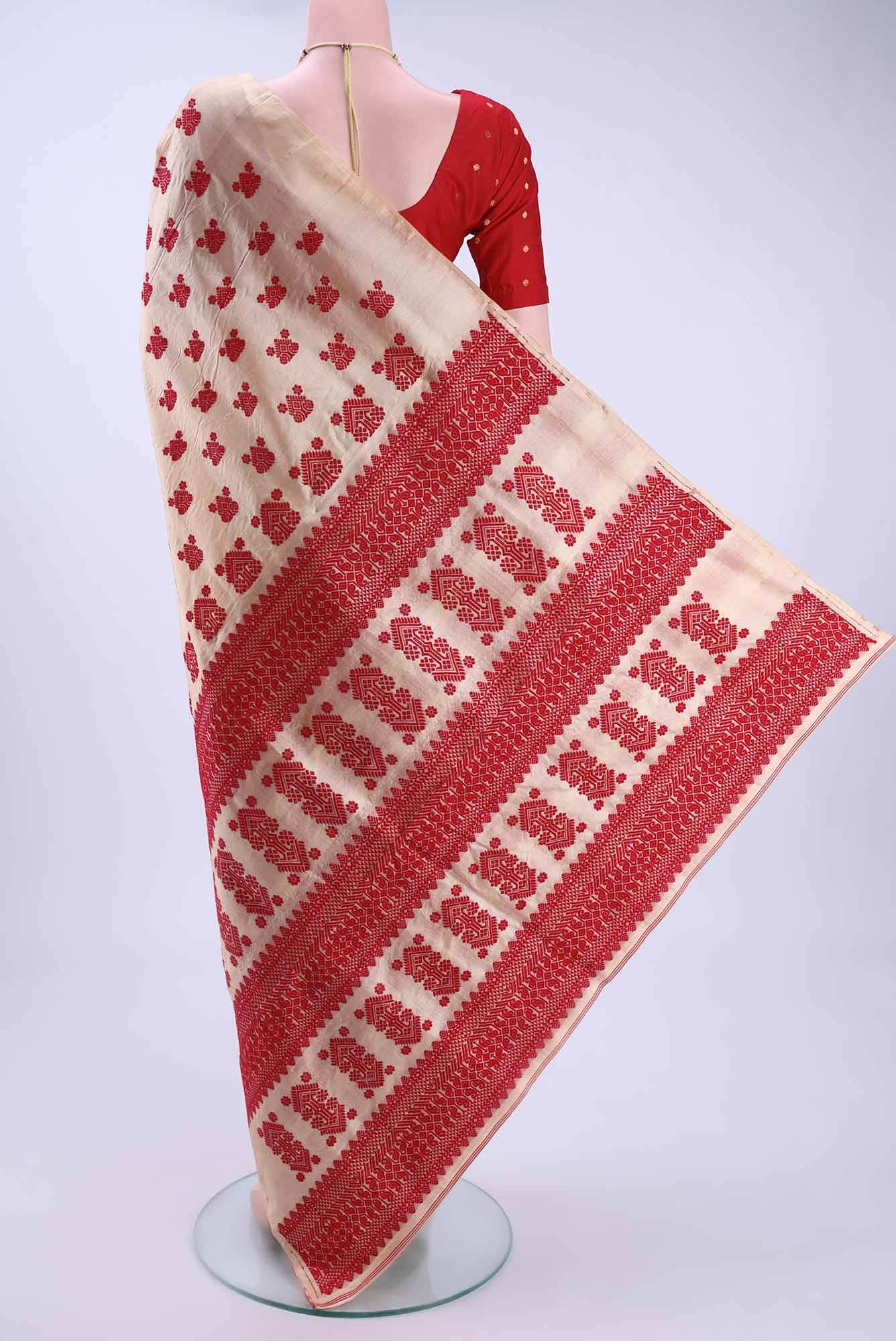Beige Assam Silk Saree
