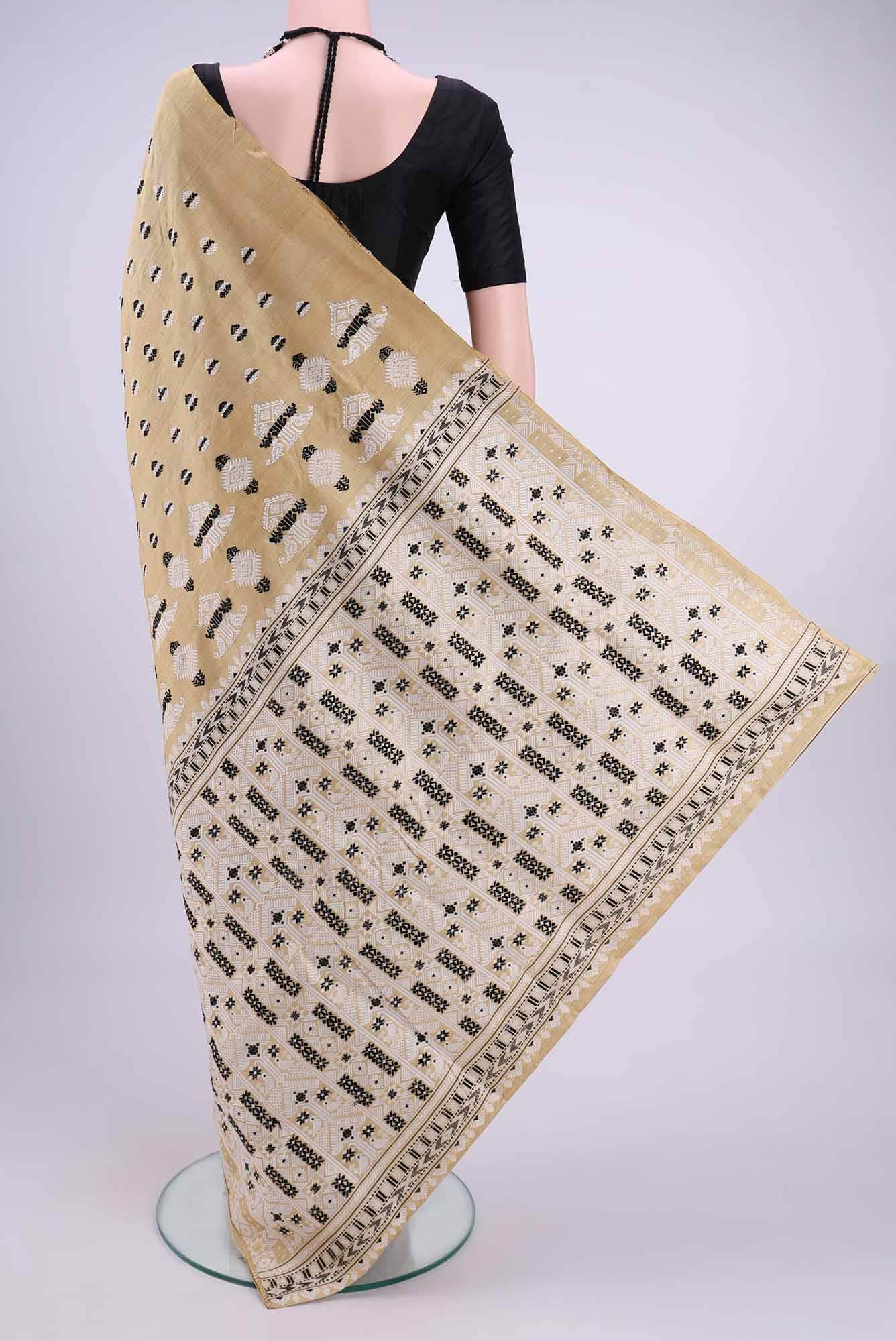 Beige Assam Silk Saree