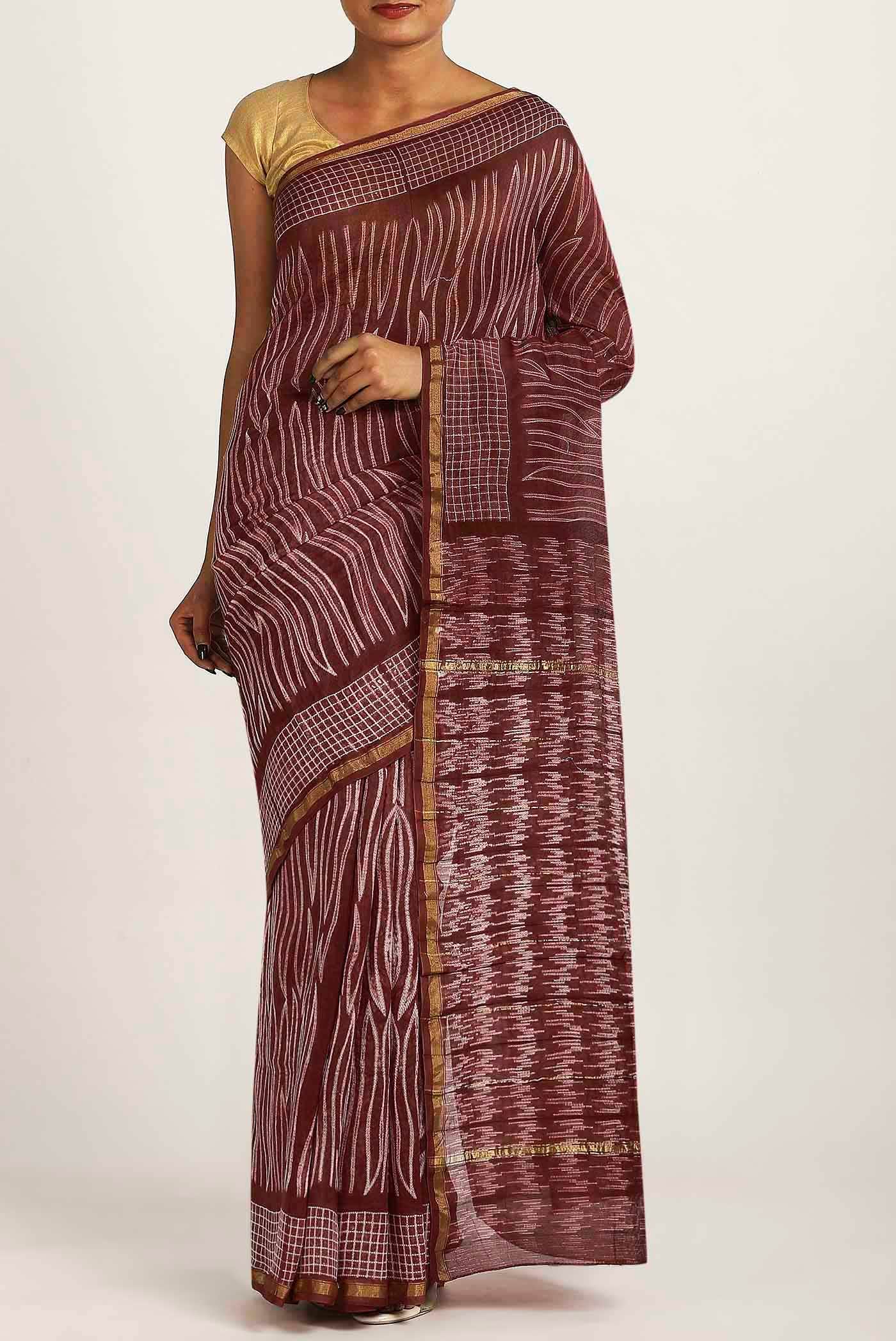 Maroon Chanderi Silk Cotton Saree
