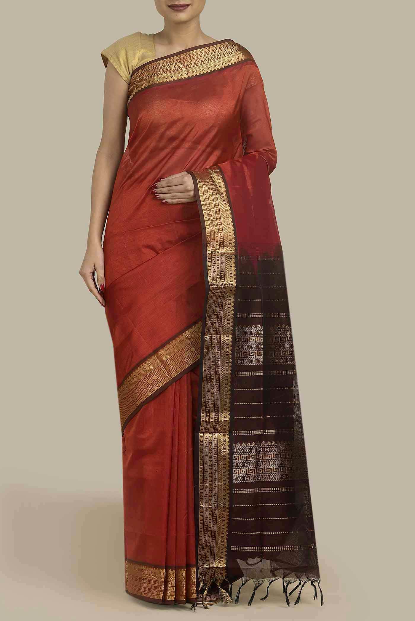 Orange Silk Cotton Saree