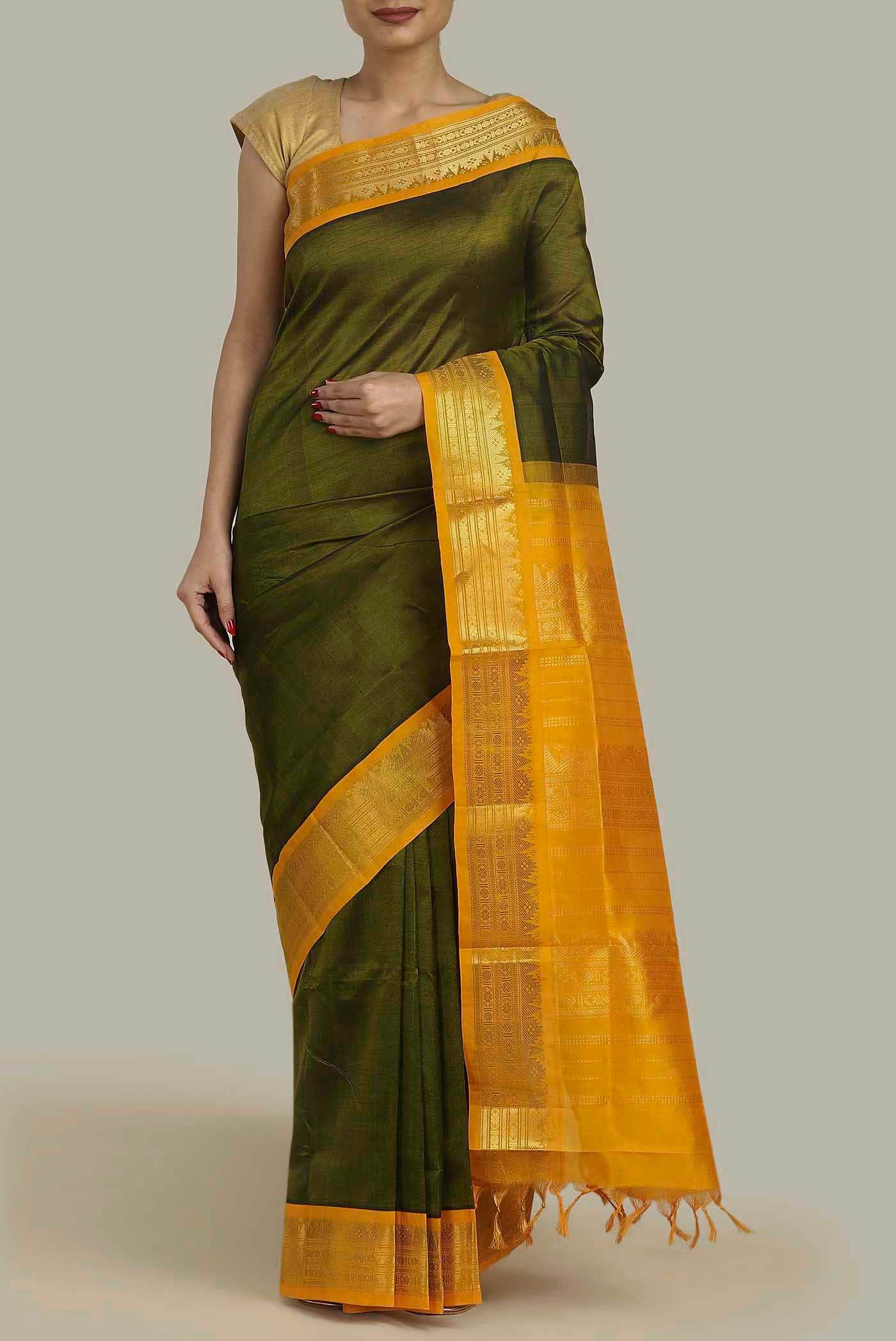 Green Silk Cotton Saree