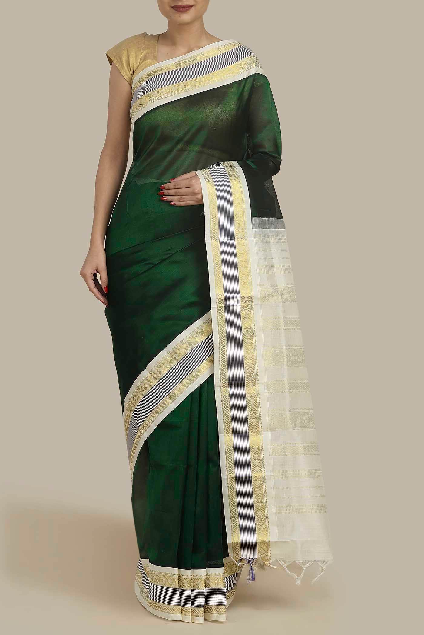 Green Silk Cotton Saree