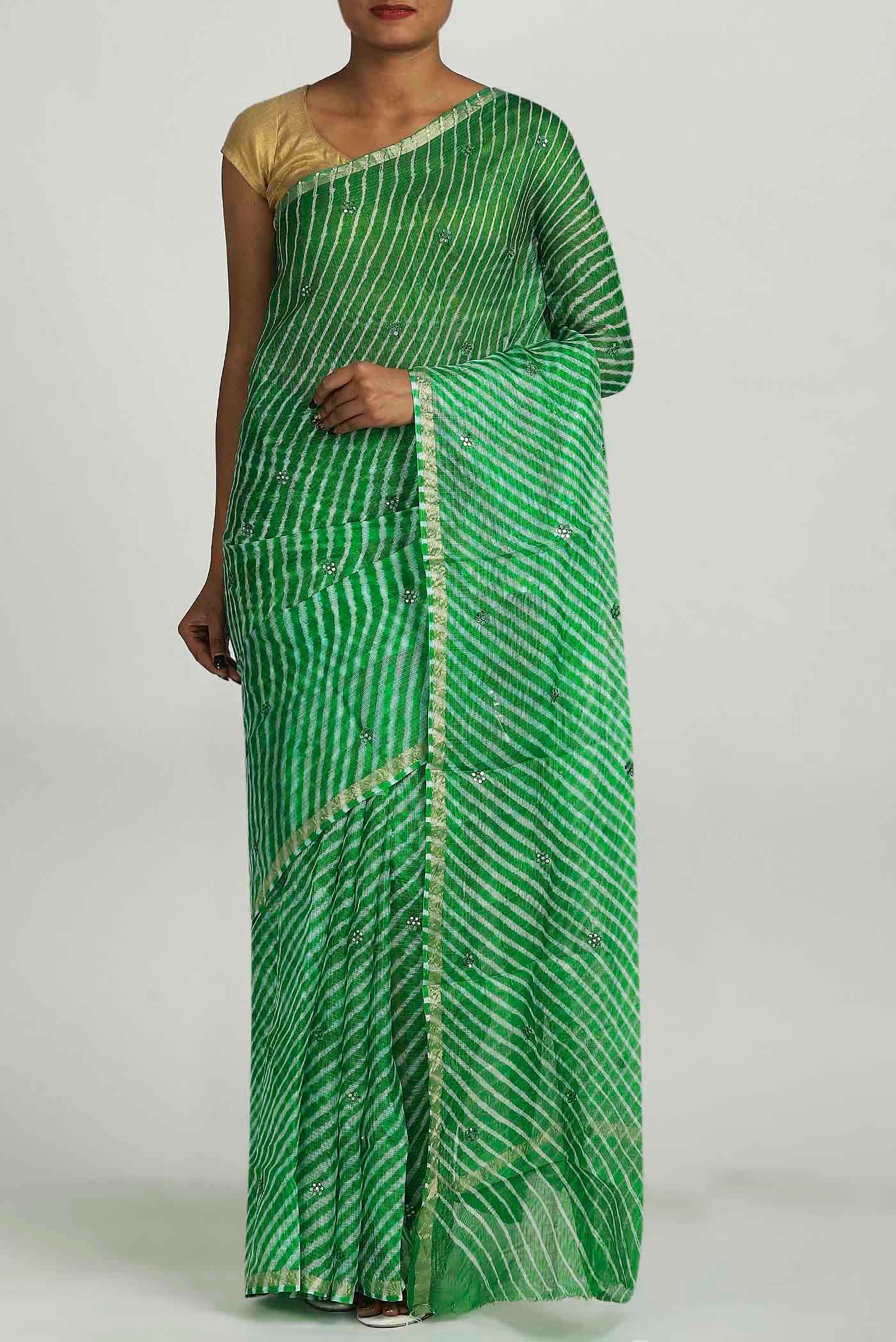 Green Bandhani Georgette Saree