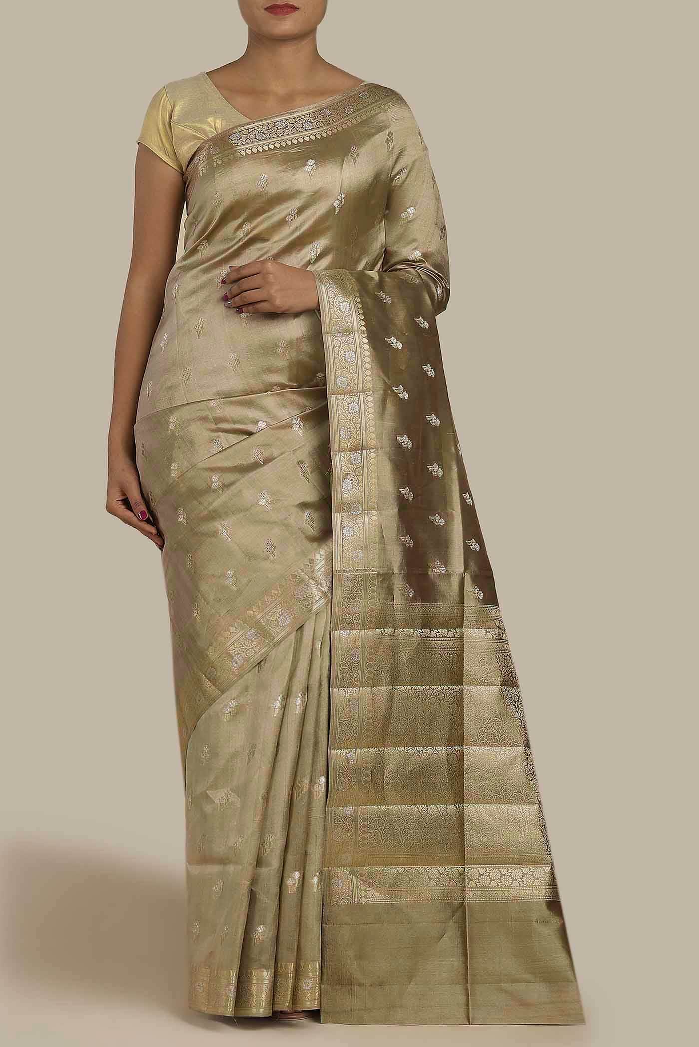 Beige Banarasi Raw Silk Saree
