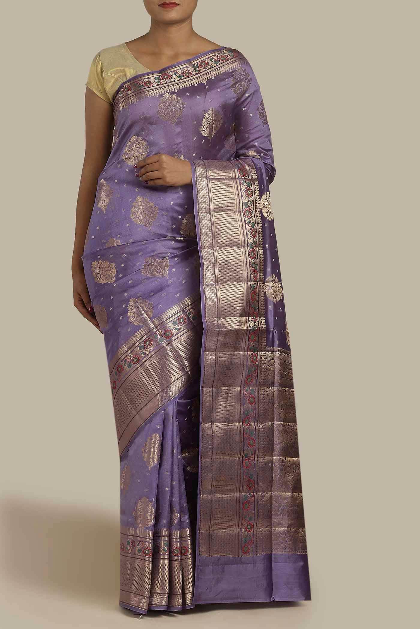 Lavender Banarasi Raw Silk Saree