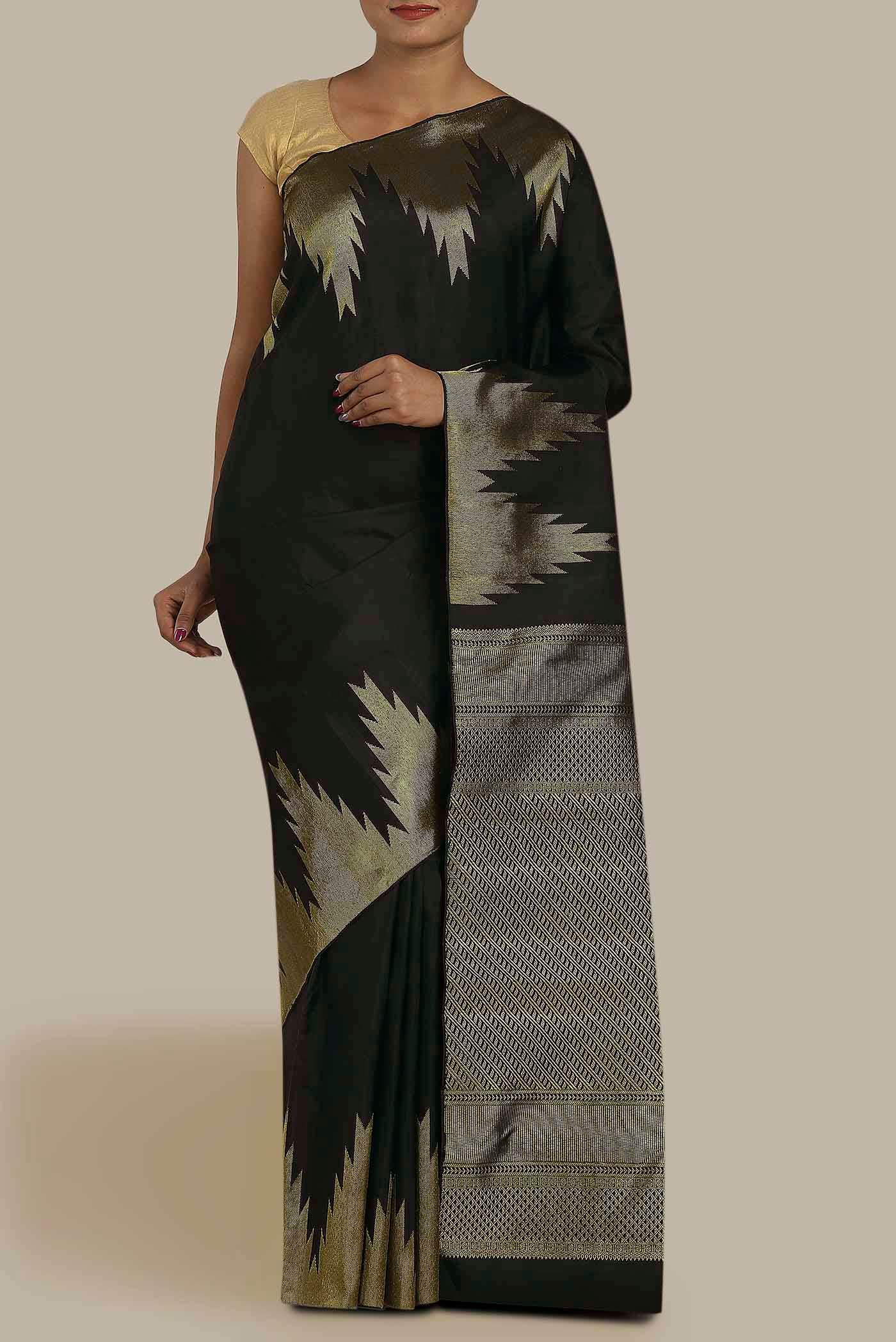 Black Kanchipuram Silk Saree