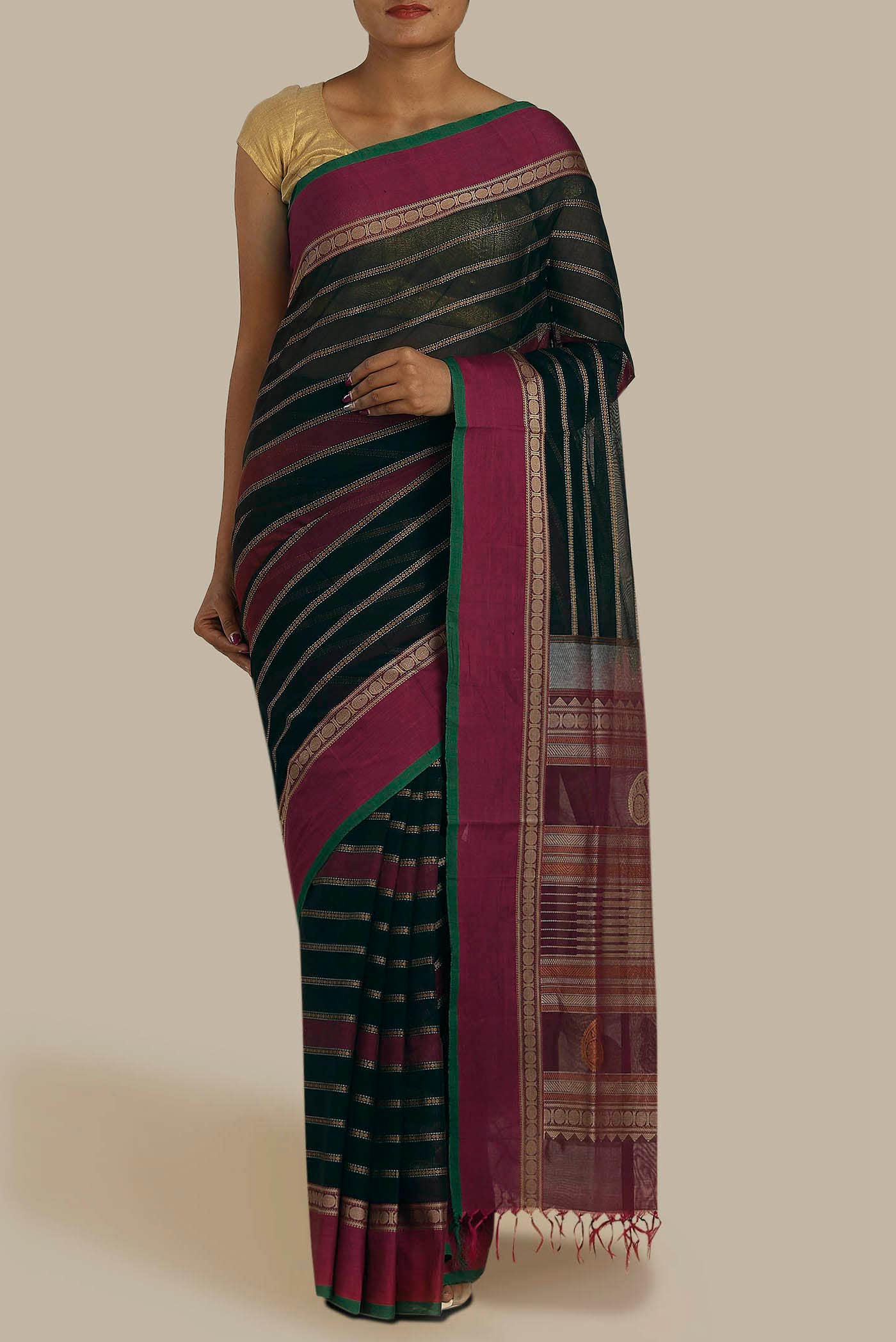 Black Cotton Saree