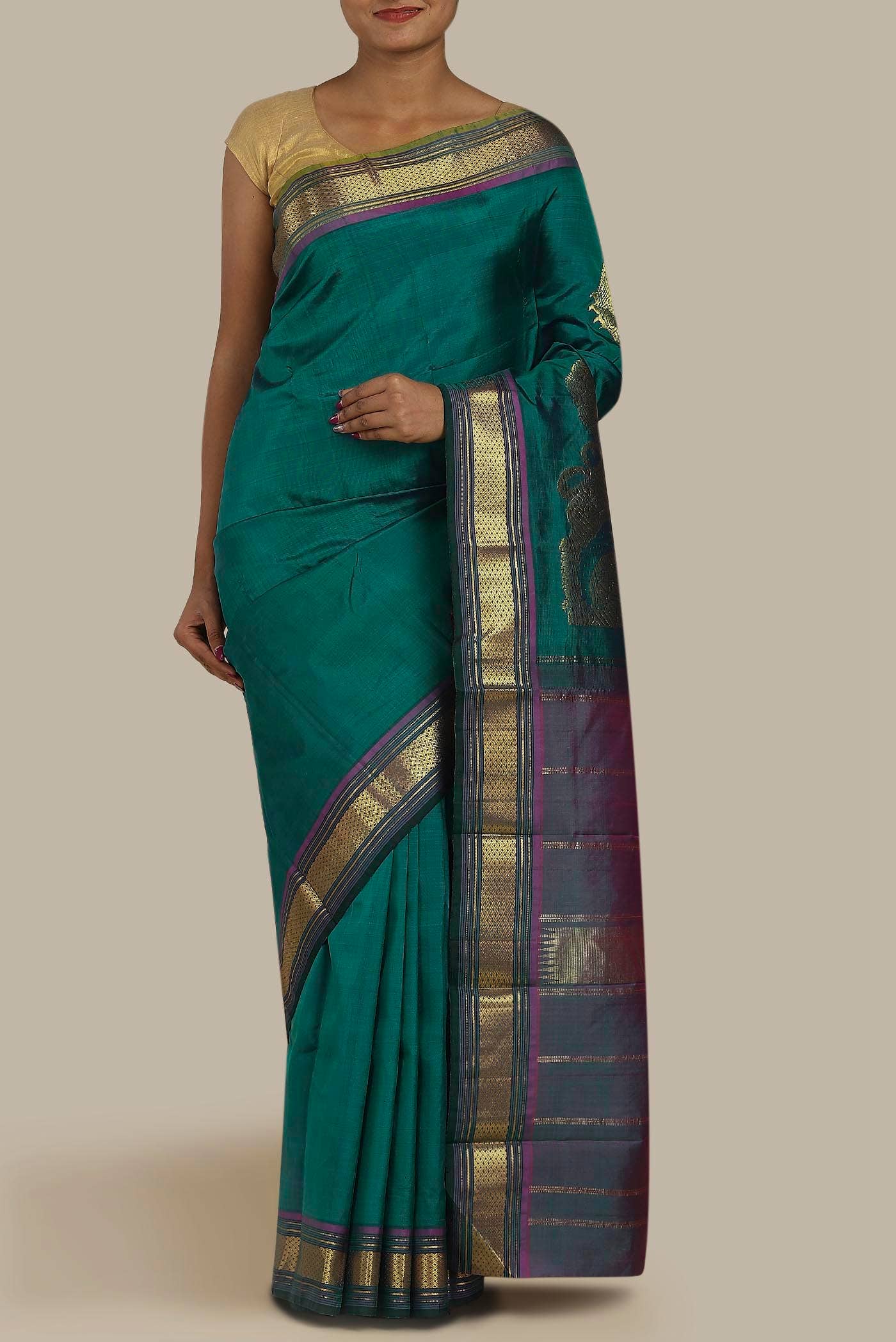 Blue Kanchipuram Silk Saree