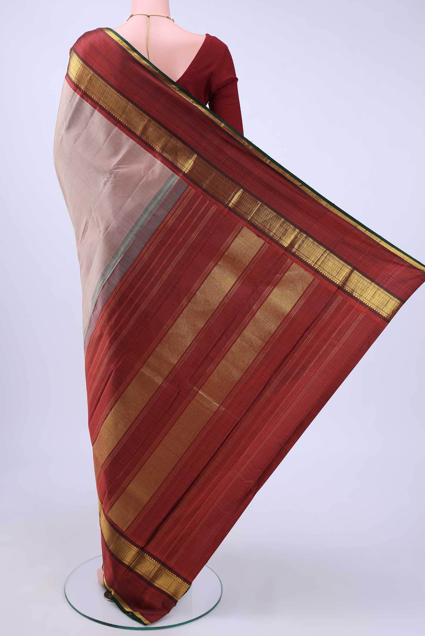 Beige Kanchipuram Silk Saree