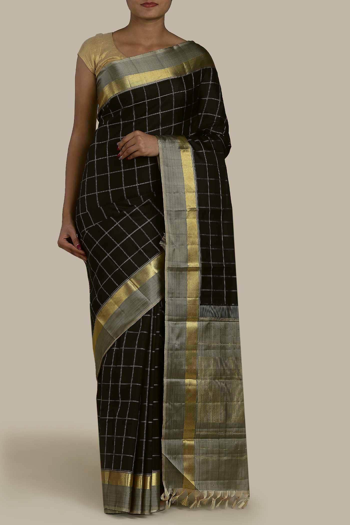 Black Kanchipuram Silk Saree