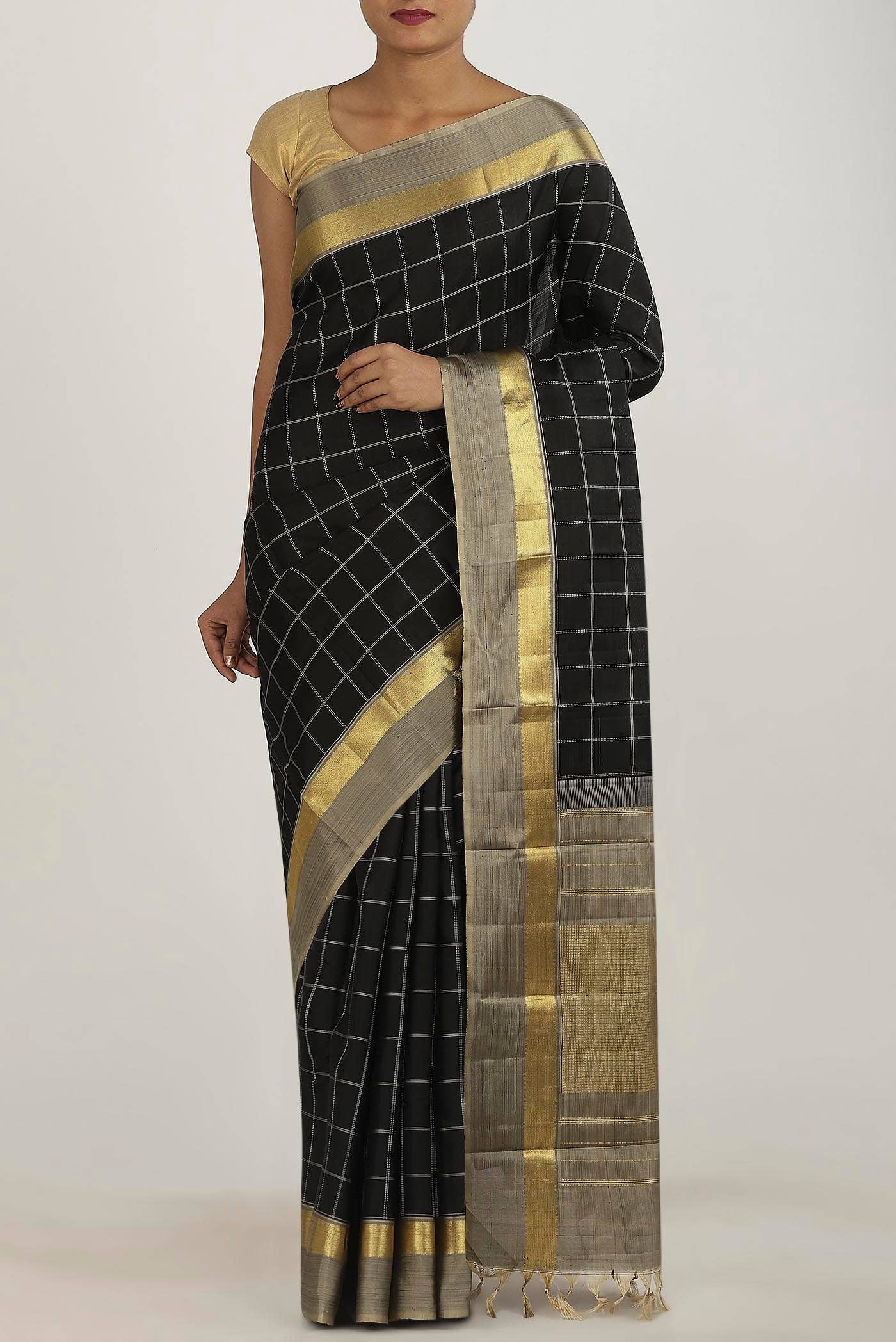Black Kanchipuram Silk Saree