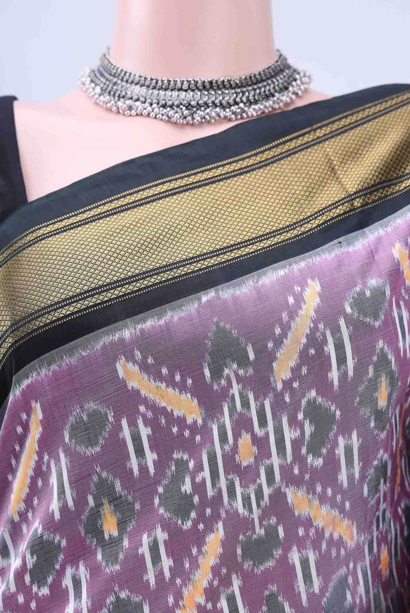 Lilac Pochampally Silk Saree