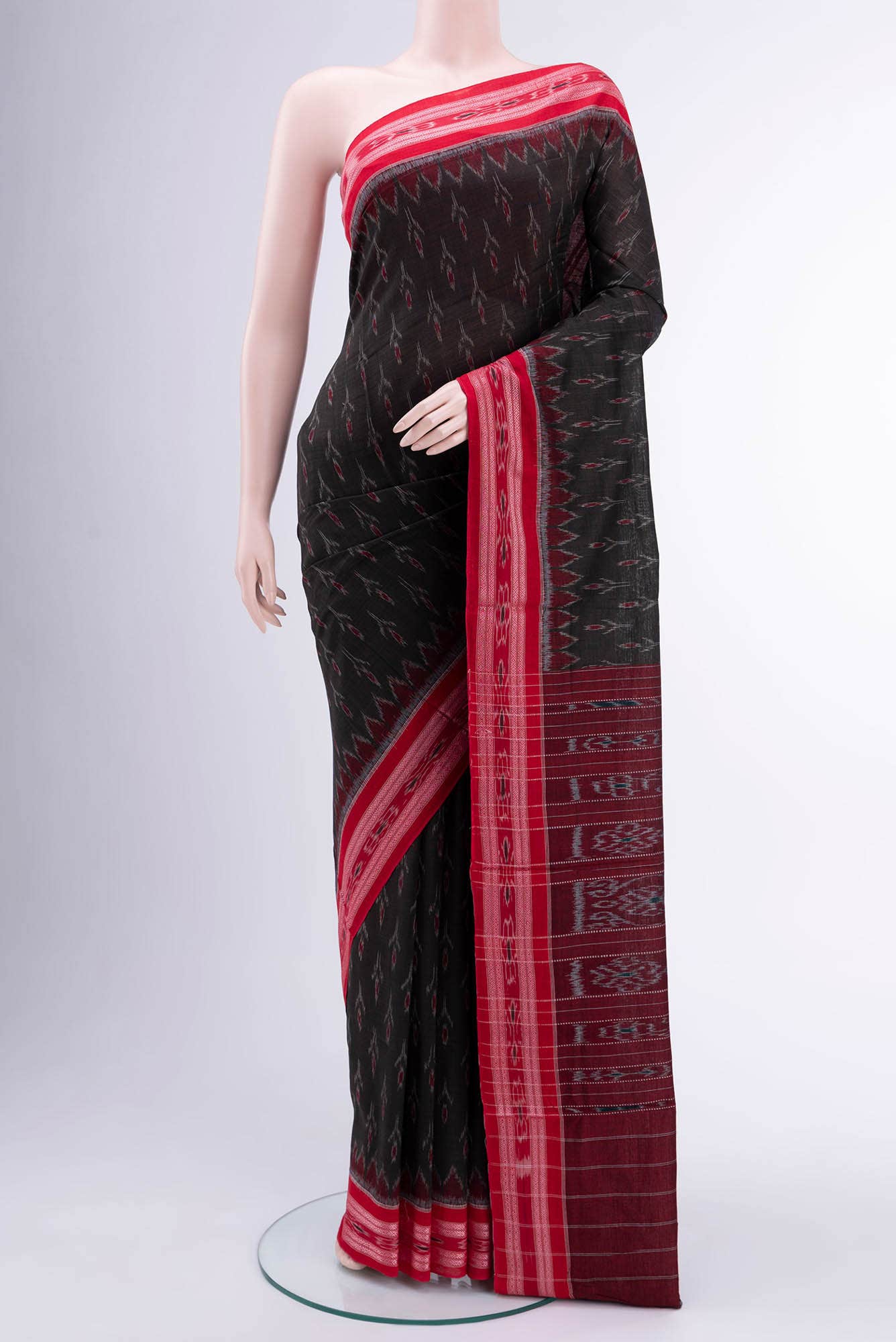 Black Pochampally Cotton Saree