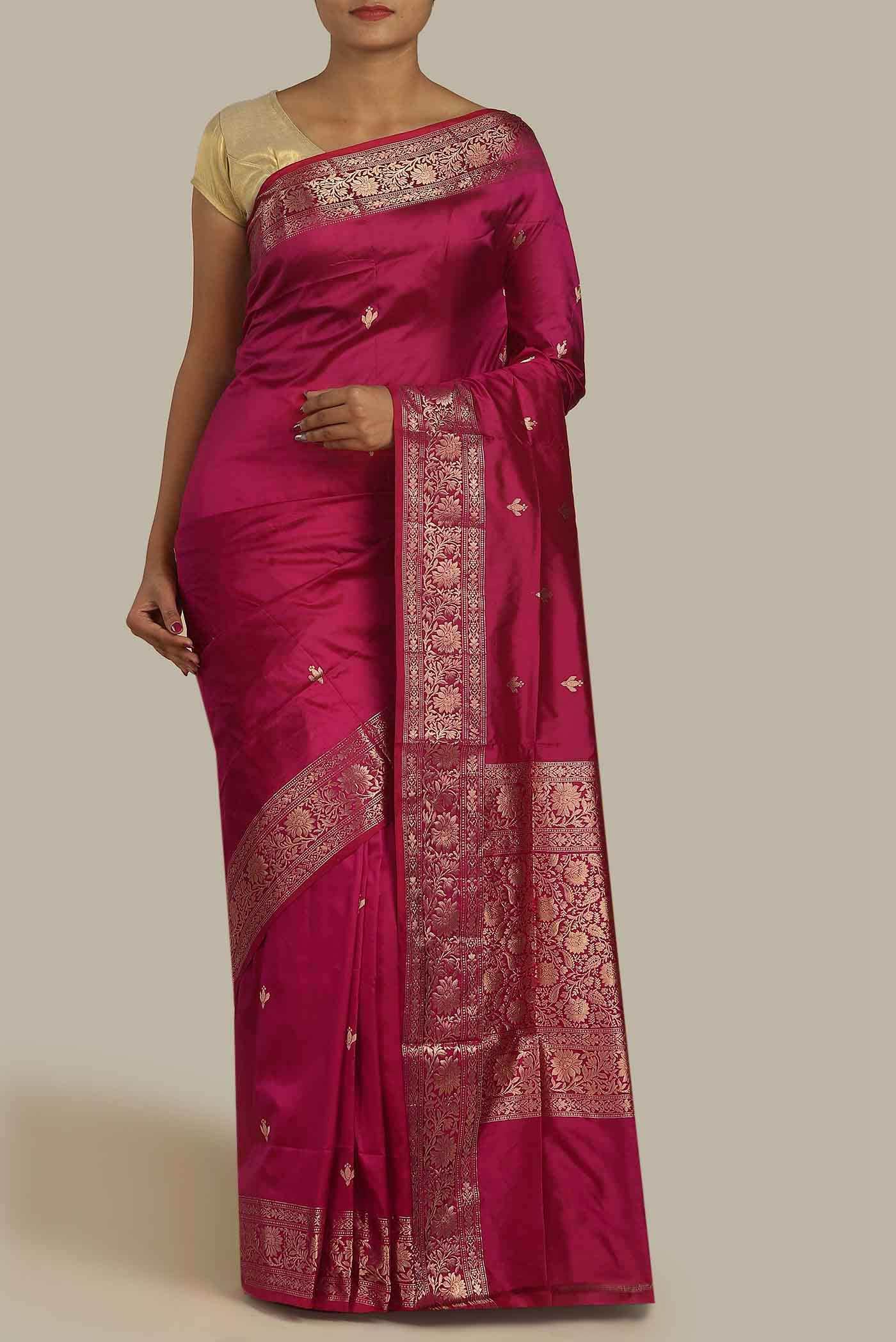 Dark Pink Banarasi Katan Silk Saree