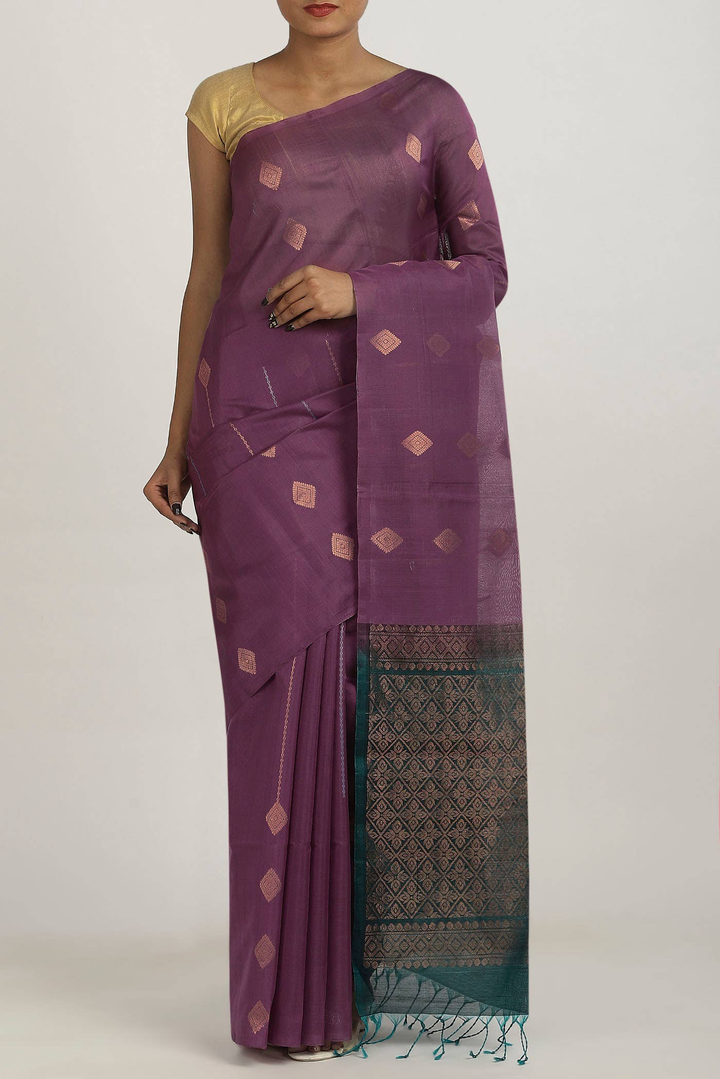 Lavender Silk Cotton Saree