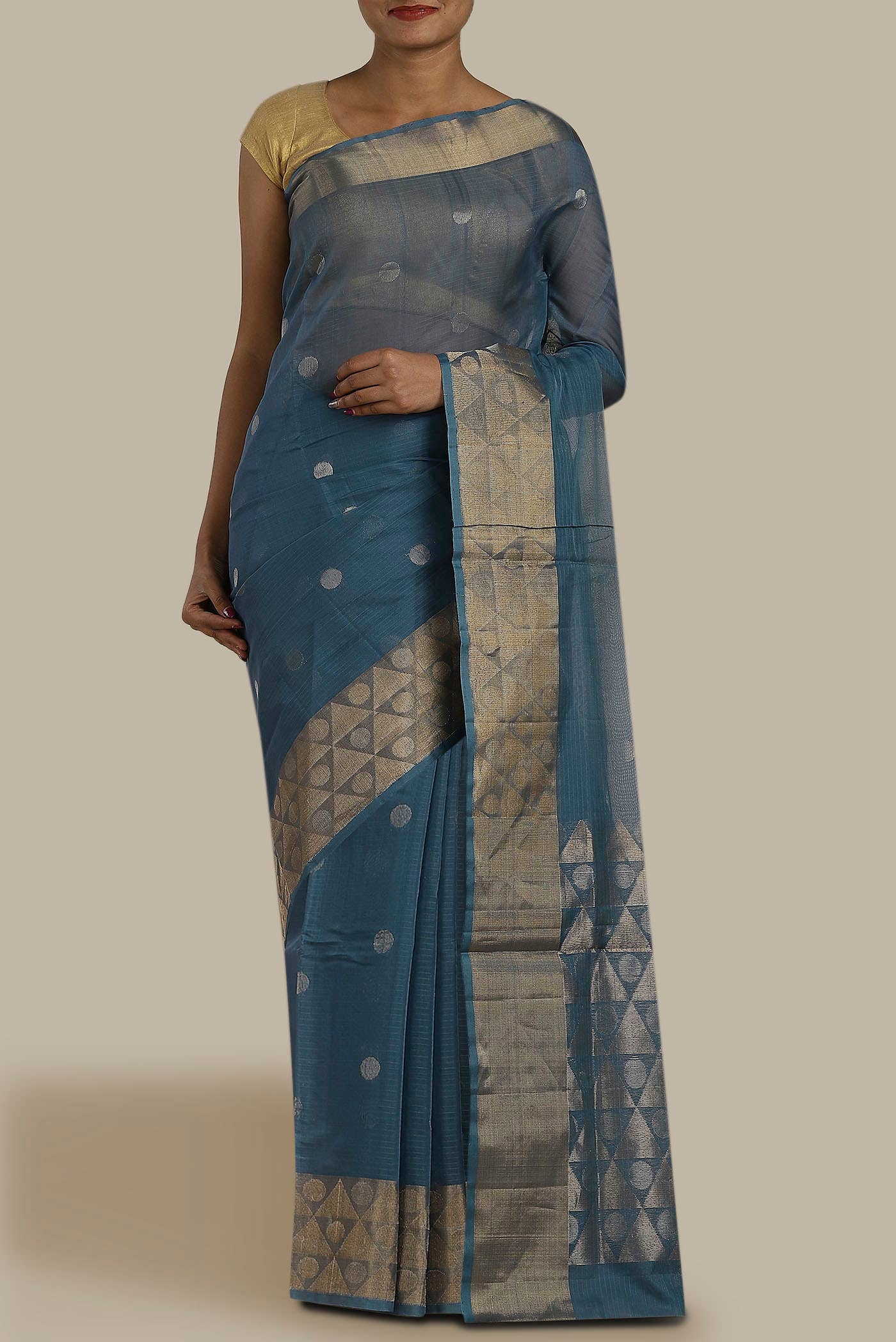 Blue Silk Cotton Saree
