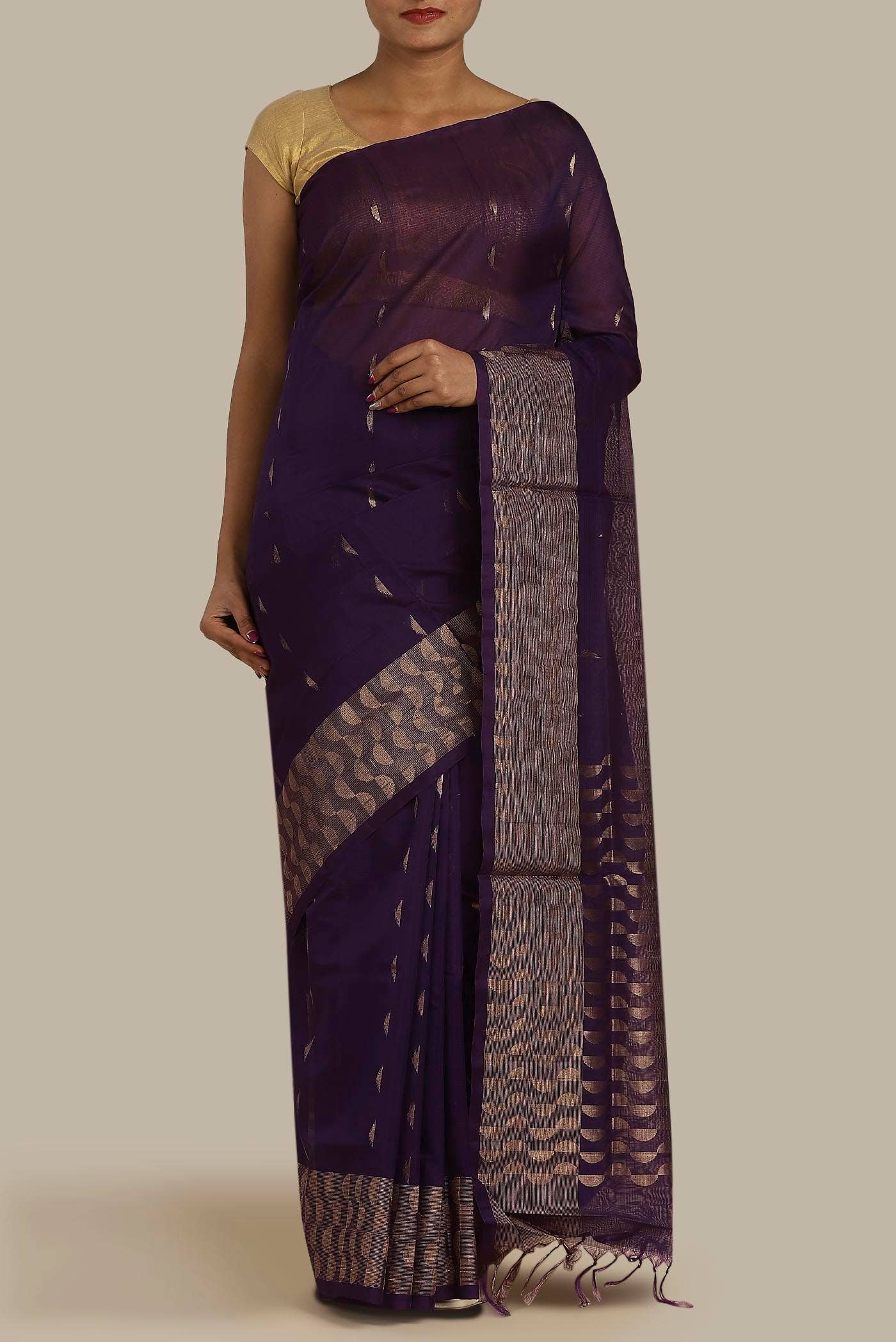 Violet Silk Cotton Saree