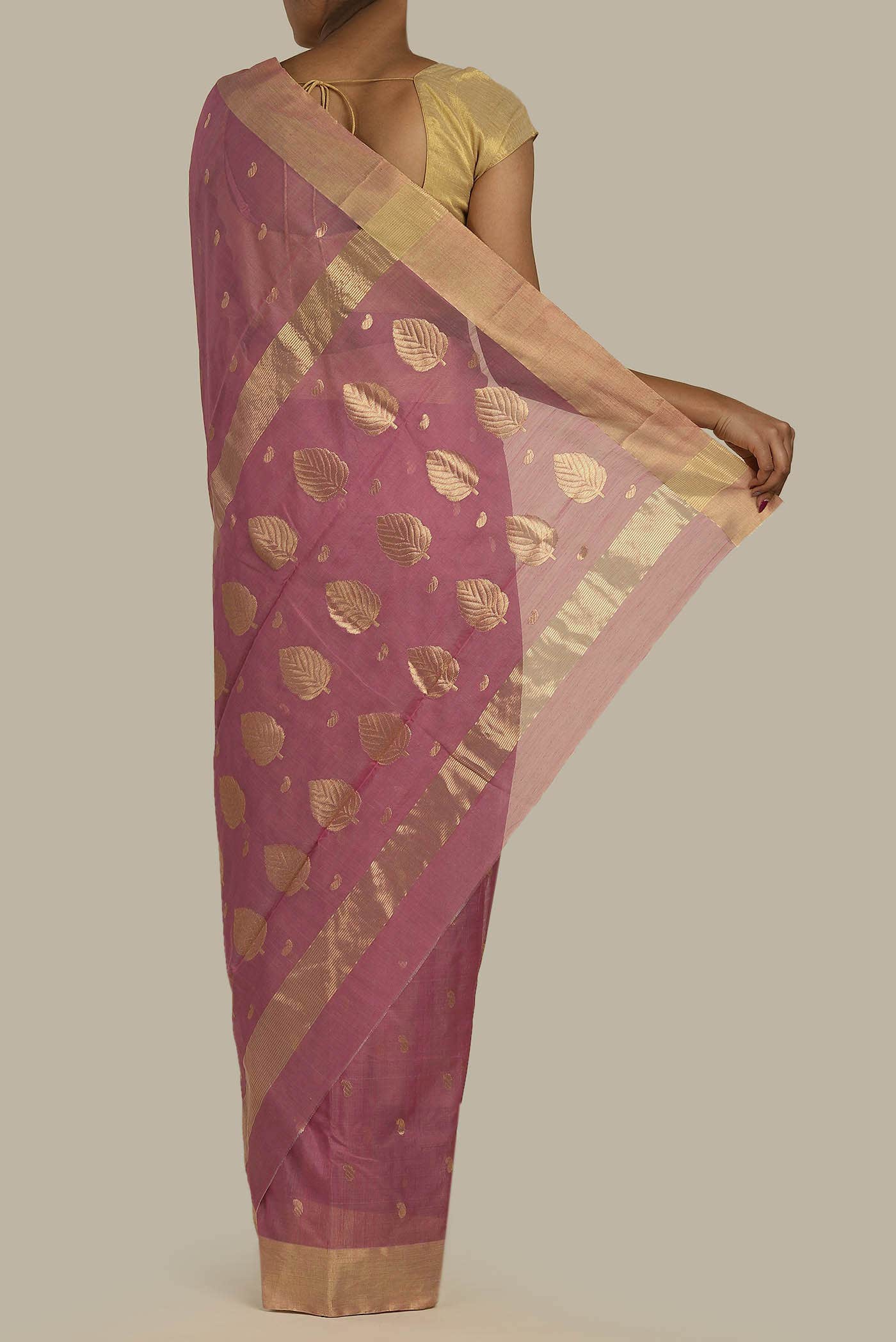 Coral Chanderi Silk Cotton Saree