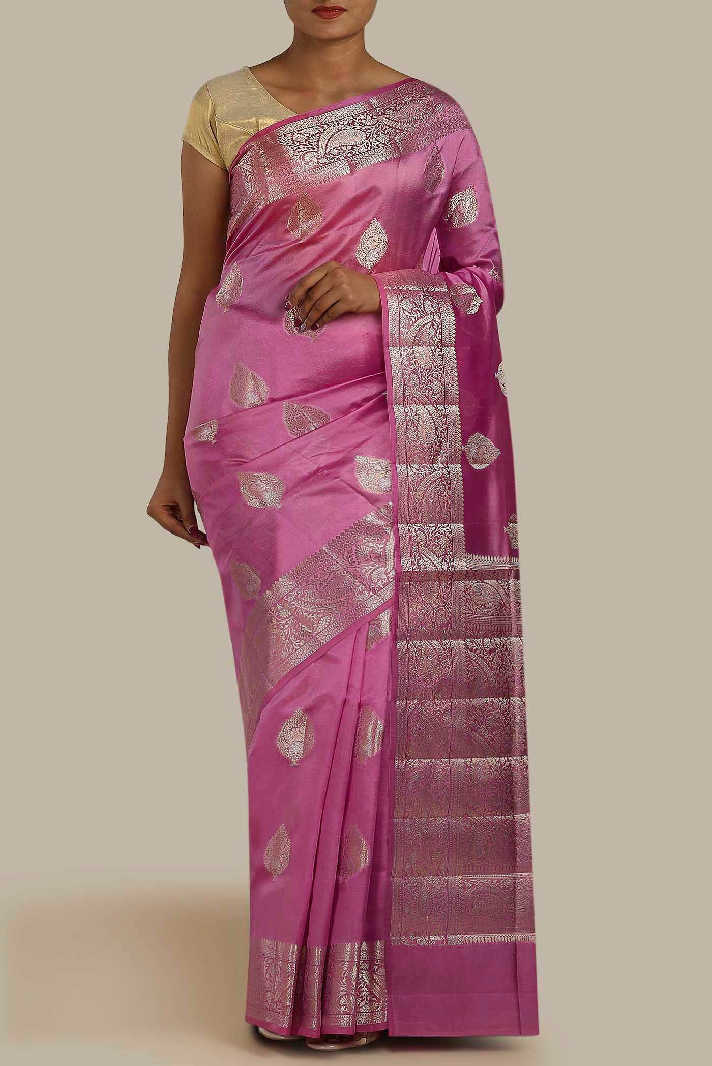 Pink Banarasi Raw Silk Saree