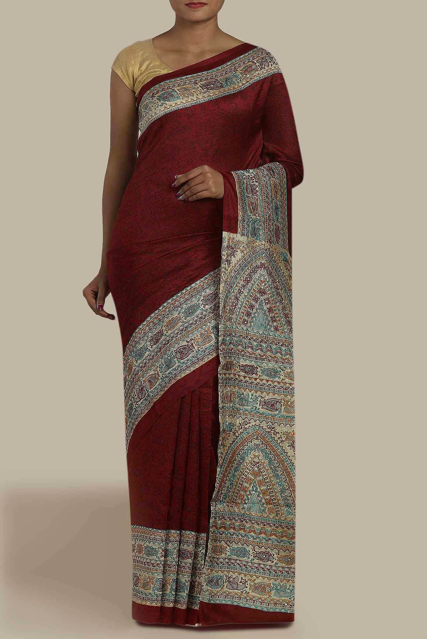 Maroon Raw Silk Saree