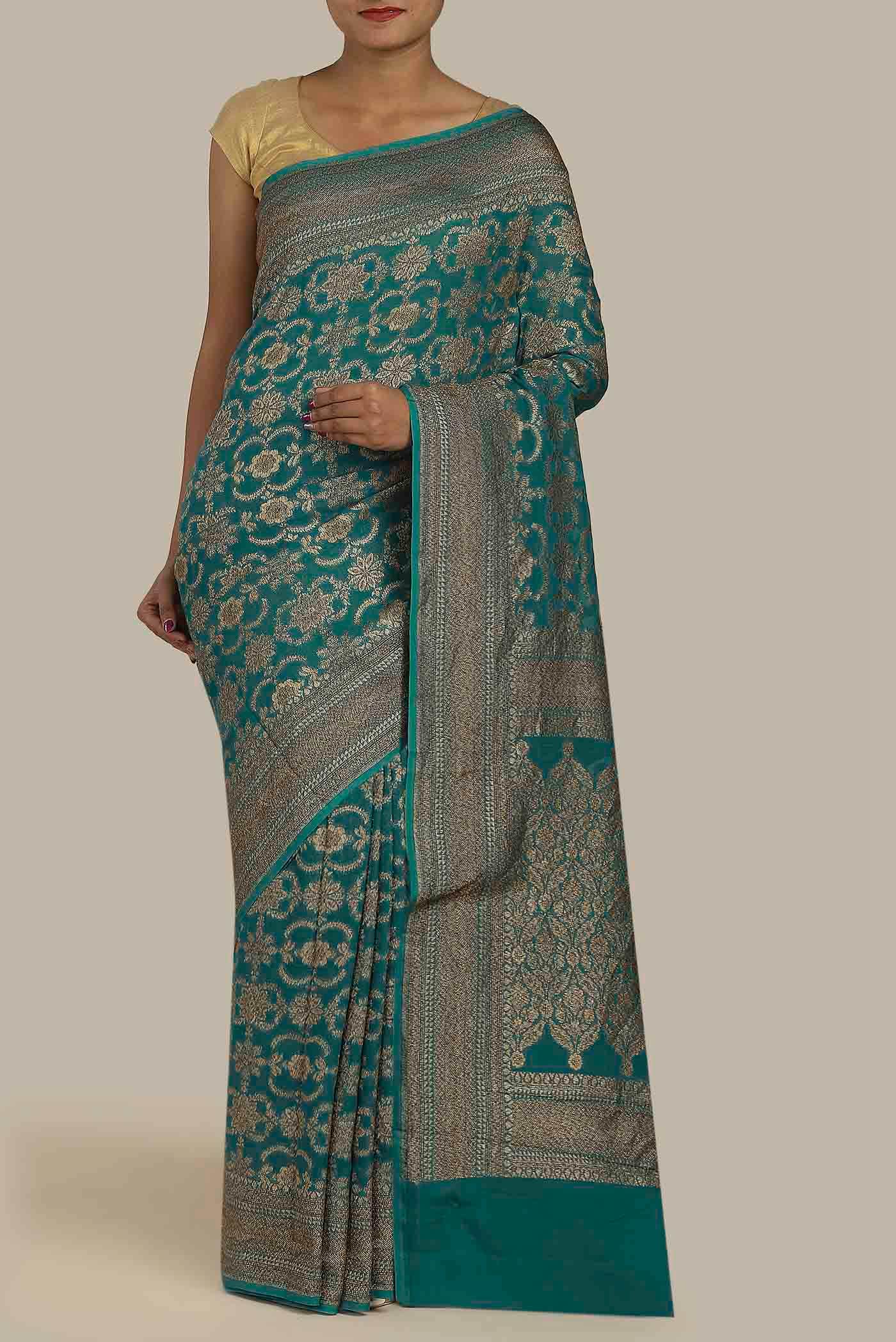 Blue Banarasi Georgette Saree