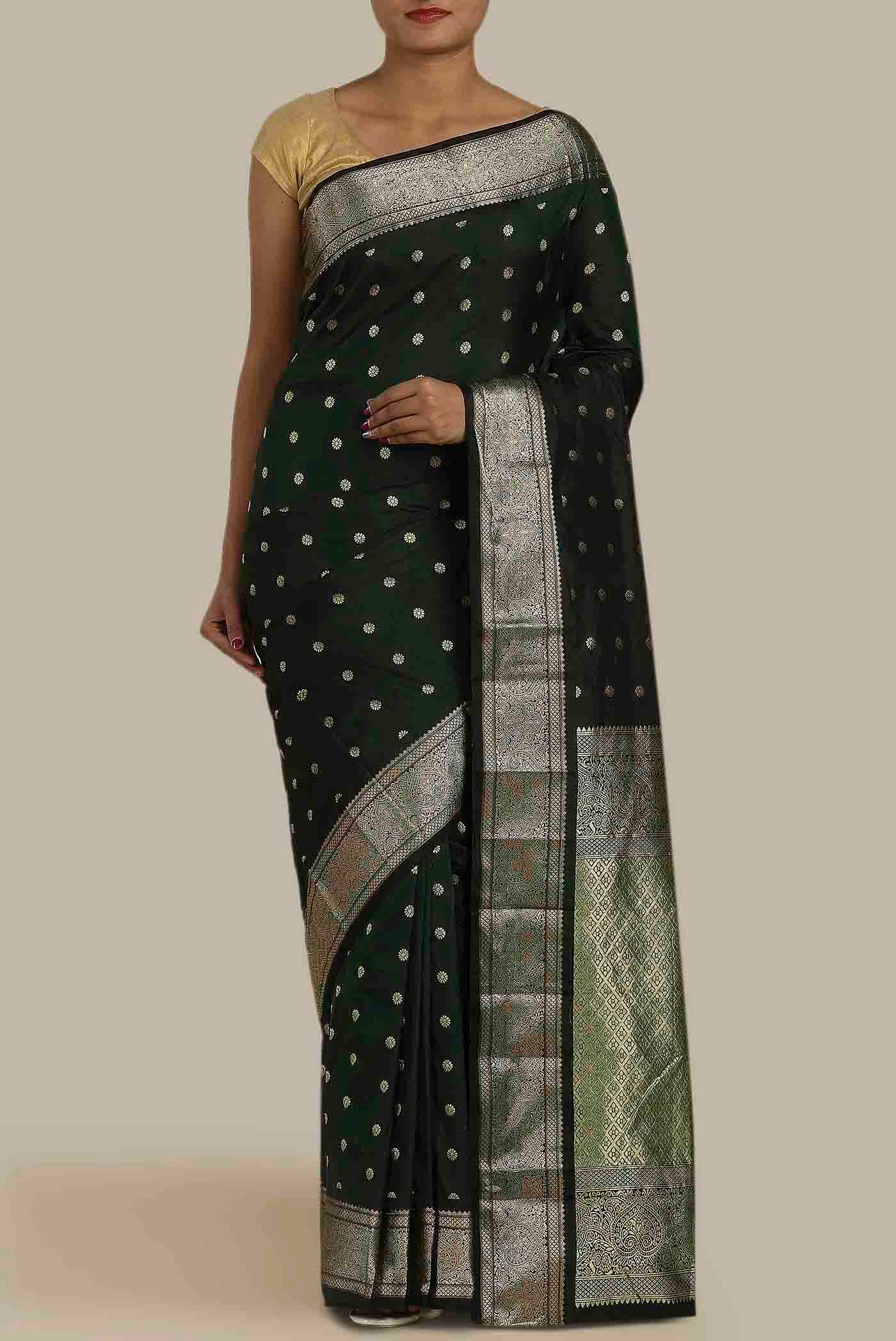 Black Bangalore Silk Saree