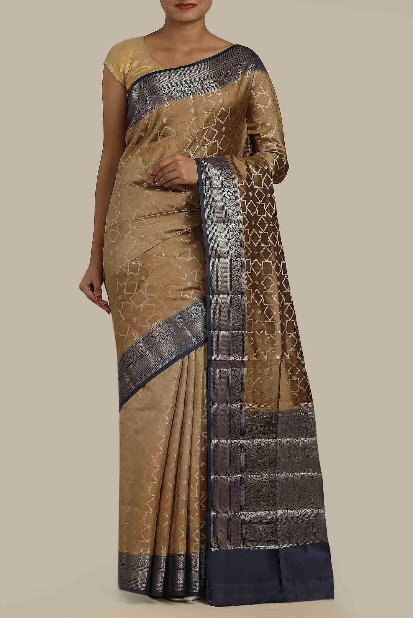 Brown Banarasi Raw Silk Saree