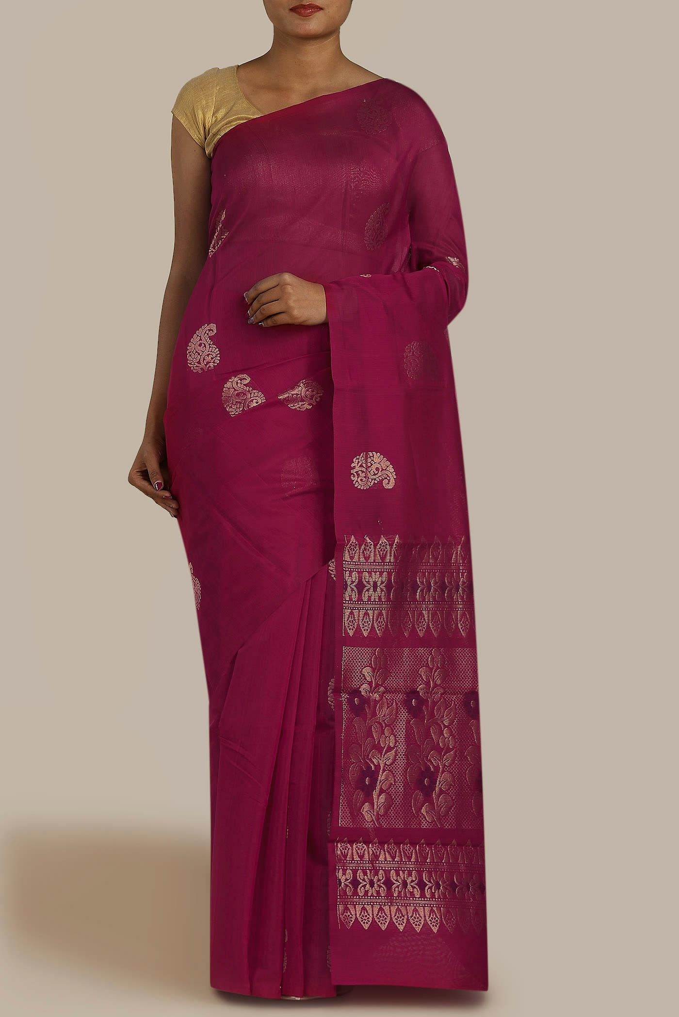 Pink Silk Cotton Saree