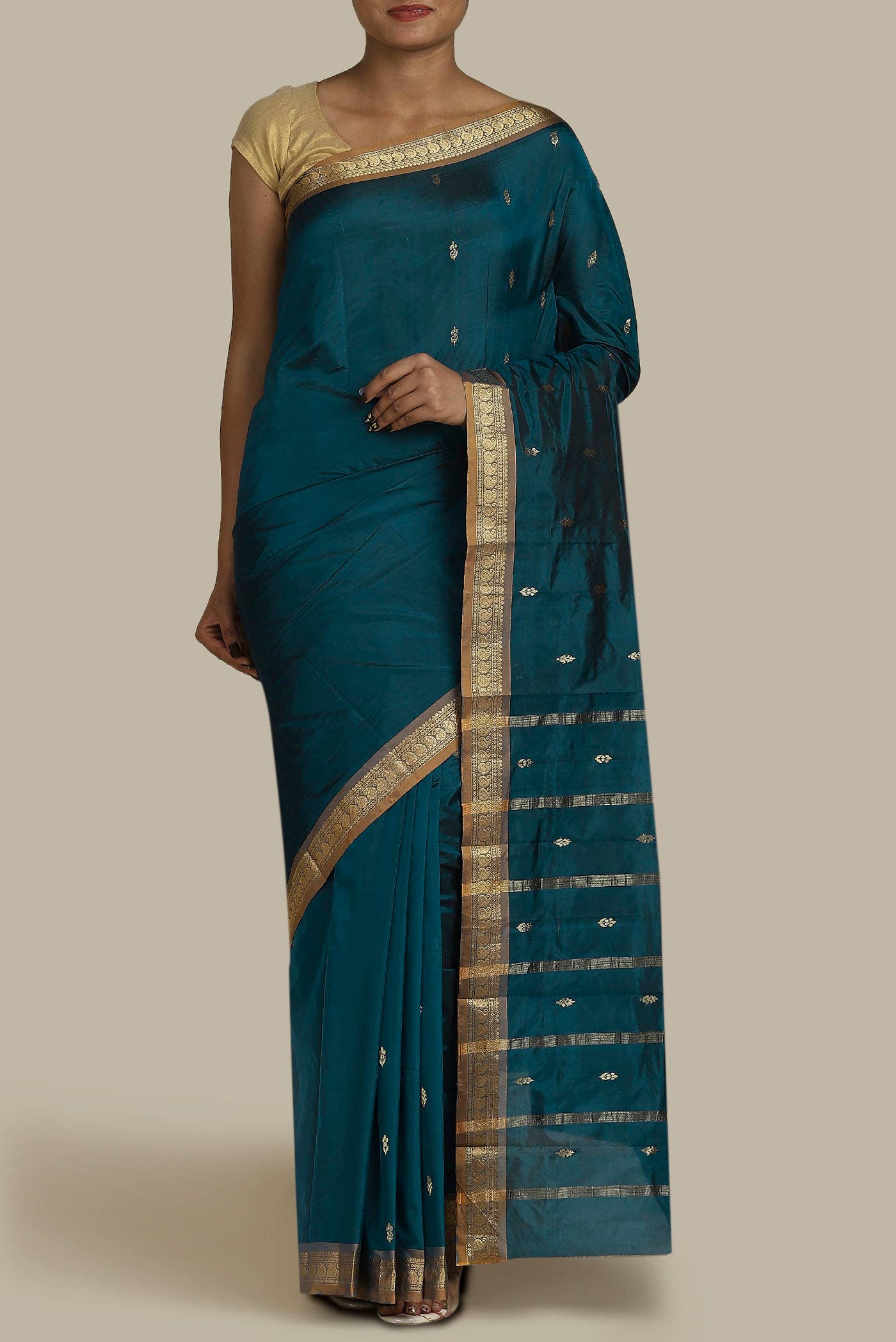 Blue Blended Bangalore Silk Saree