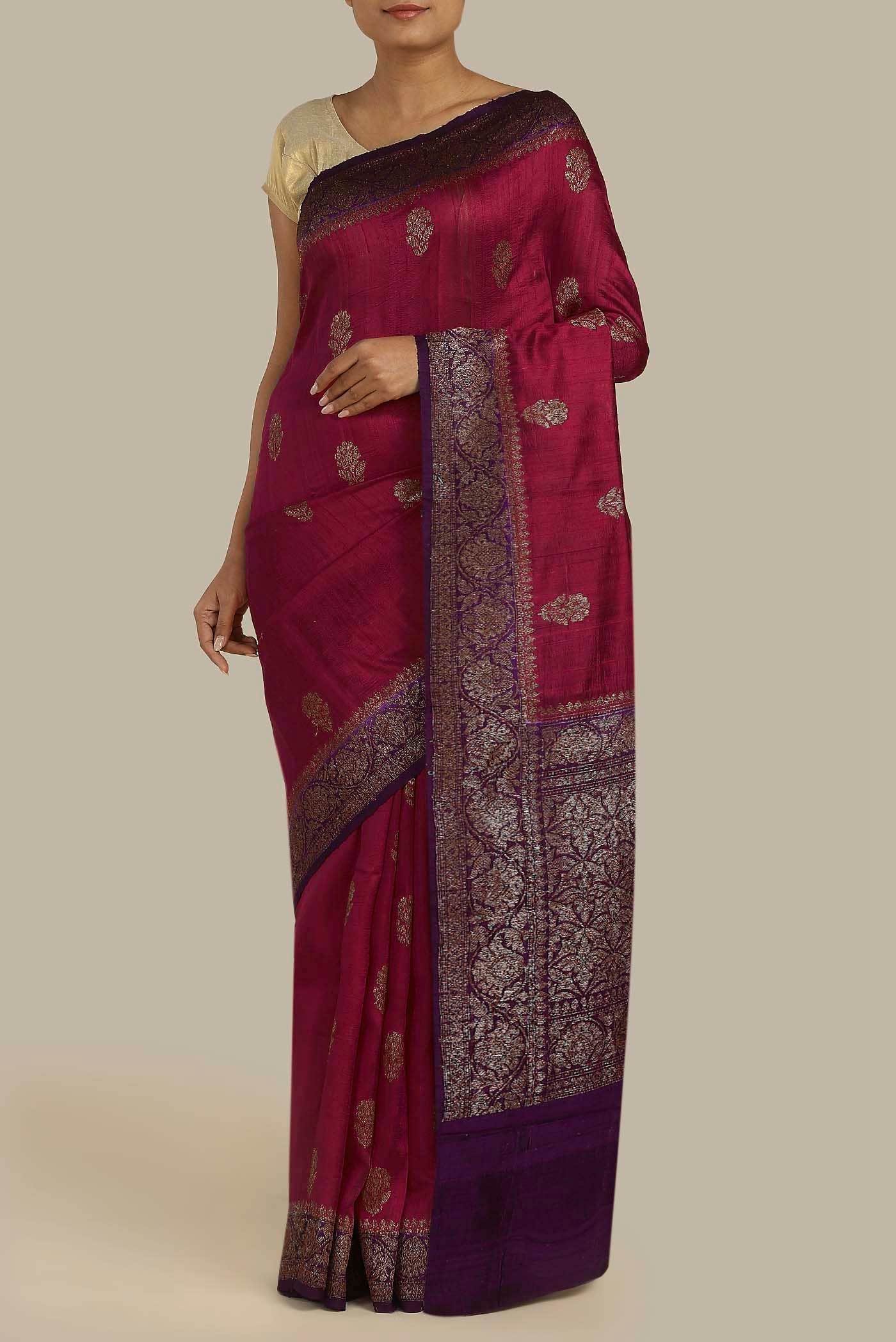 Maroon Banarasi Katan Silk Saree