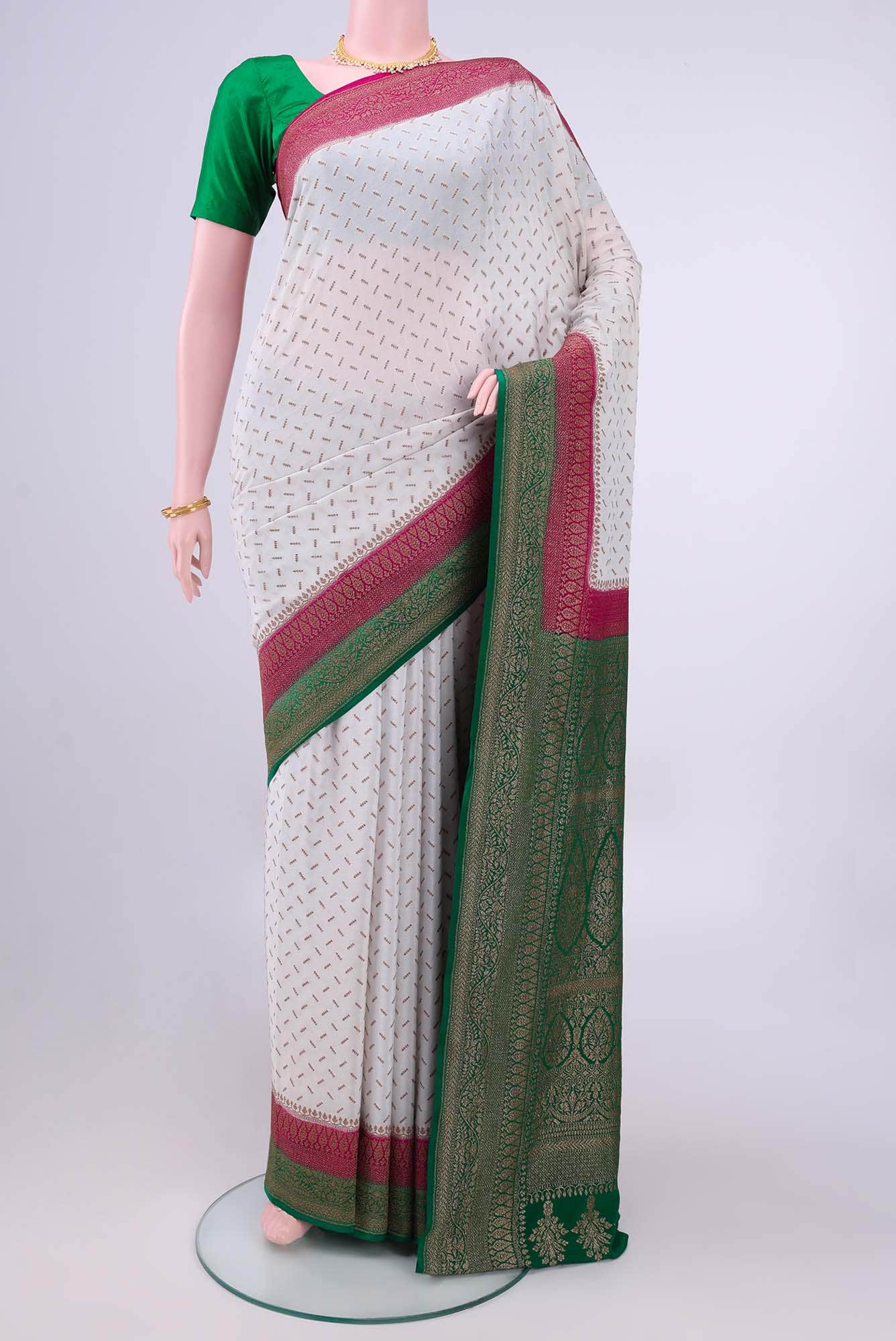 Off White Banarasi Georgette Saree