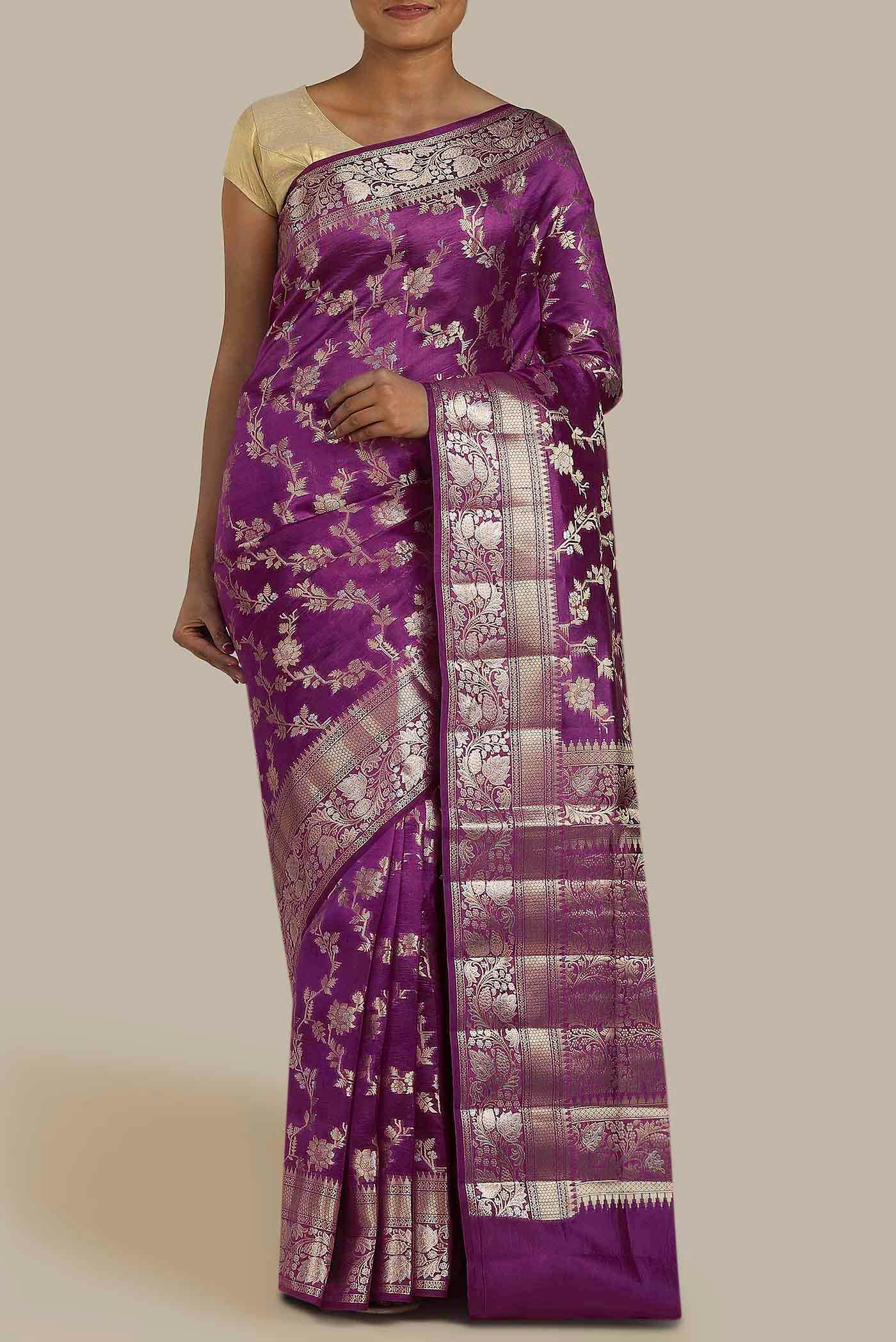 Purple Banarasi Raw Silk Saree
