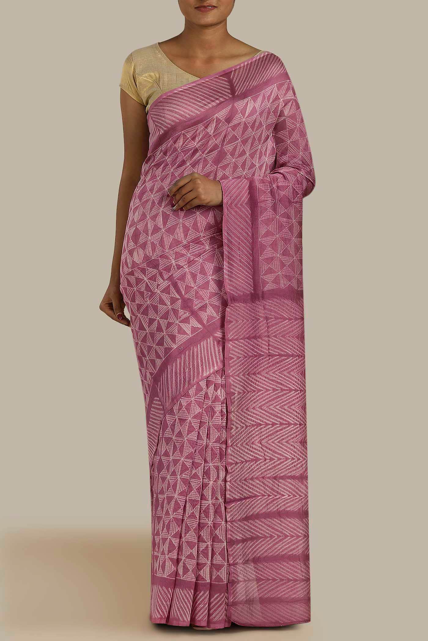 Pink Chanderi Silk Cotton Saree