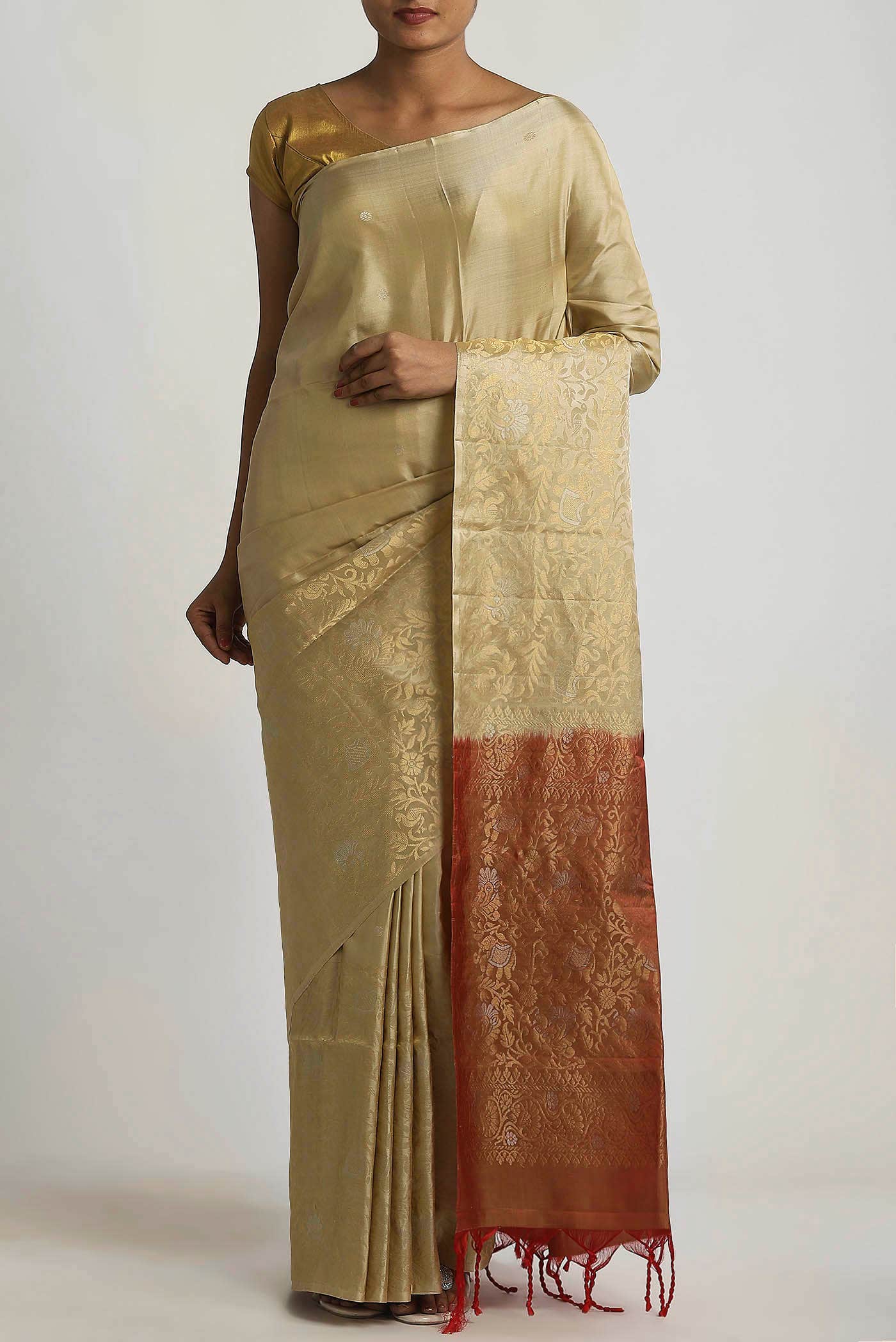 Beige Soft Silk Saree