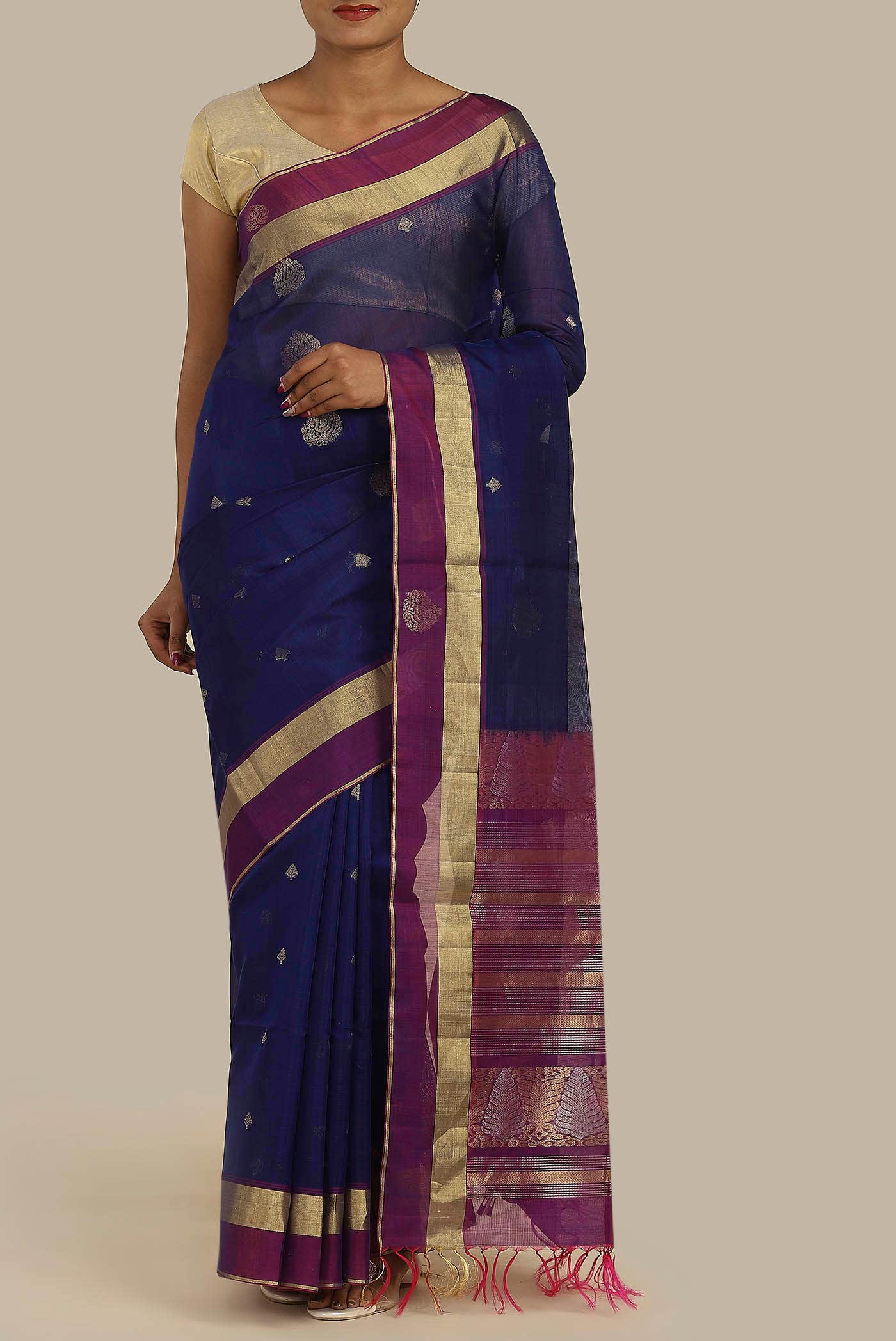 Blue Silk Cotton Saree