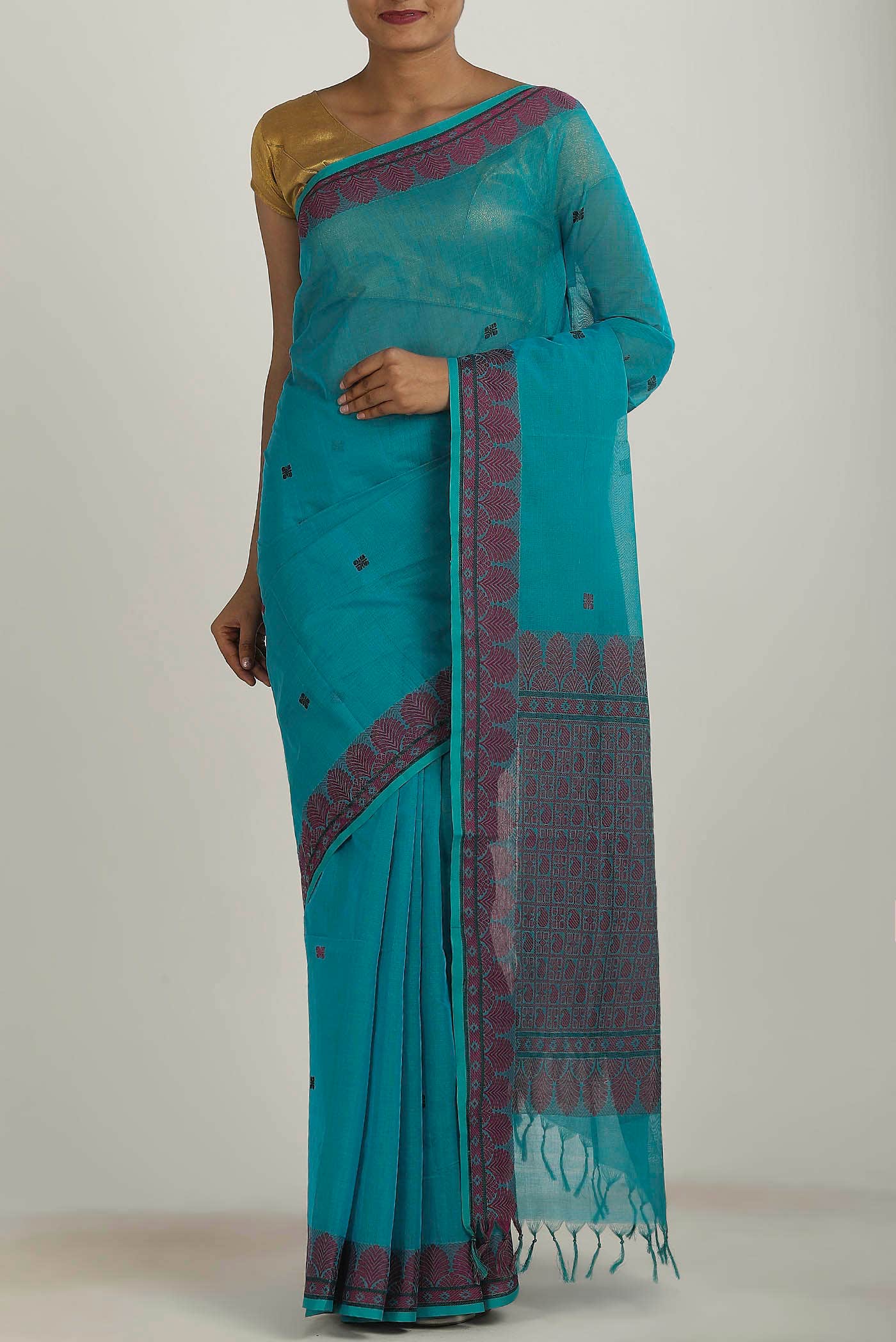 Blue Coimbatore Cotton Saree