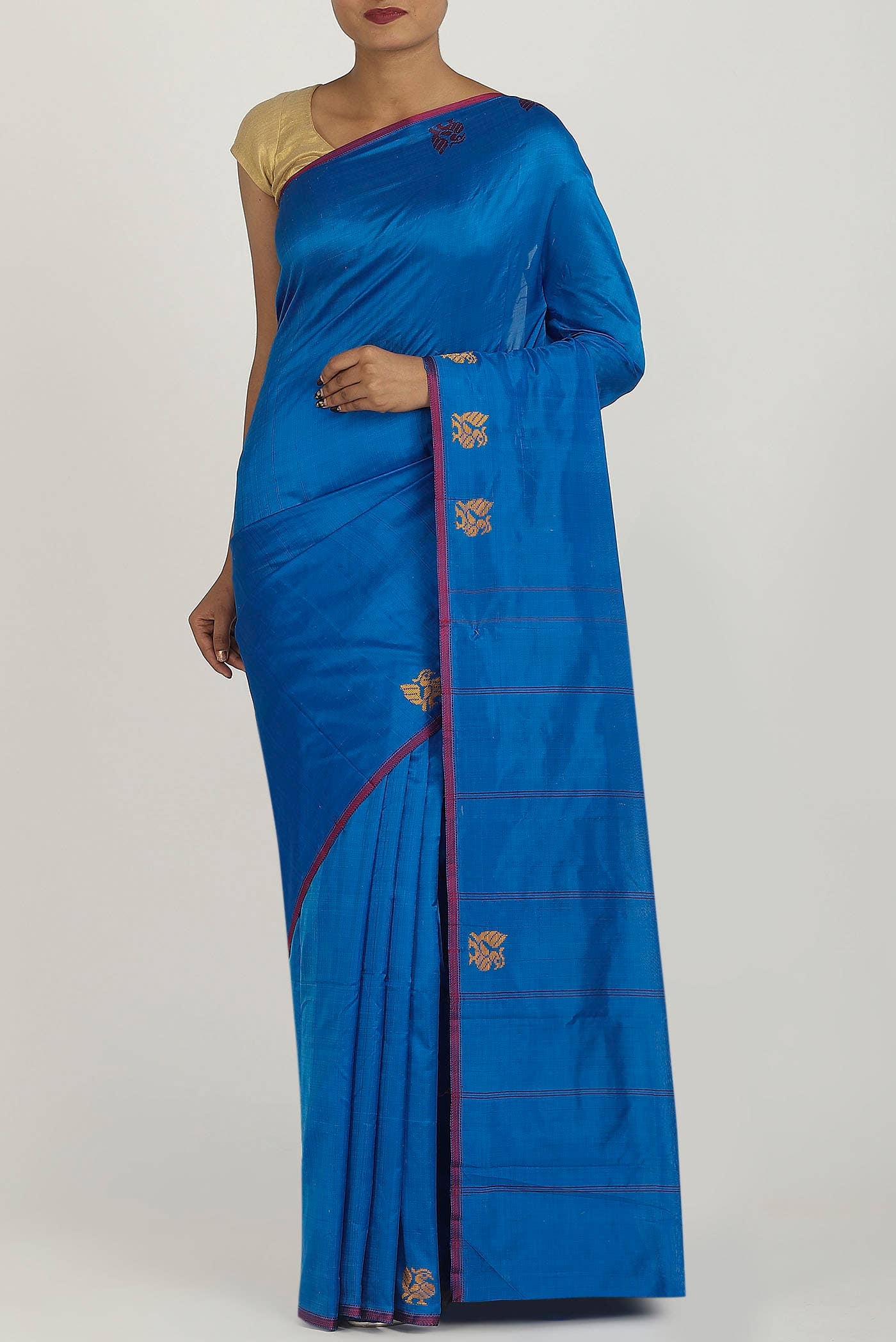 Blue Blended Kanchipuram Silk Saree