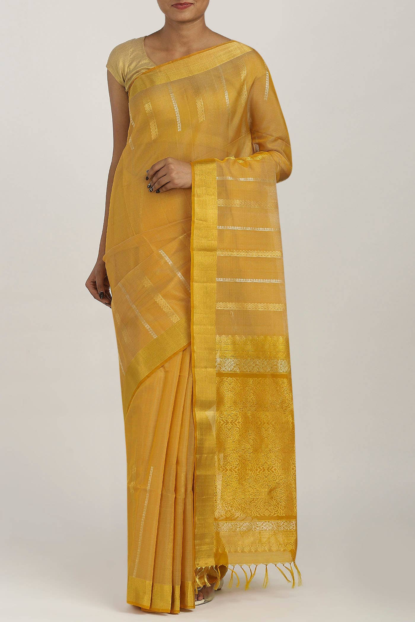 Yellow Silk Cotton Saree