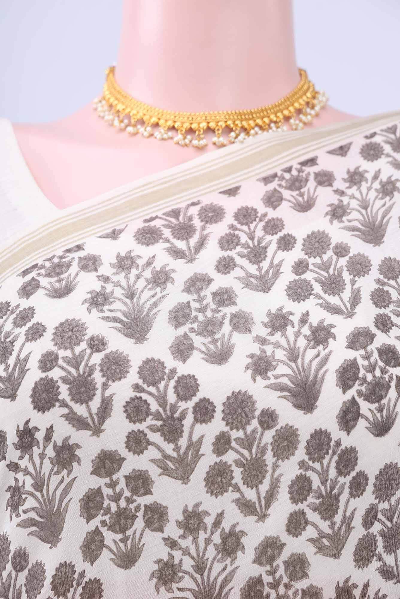 Off White Cotton Saree