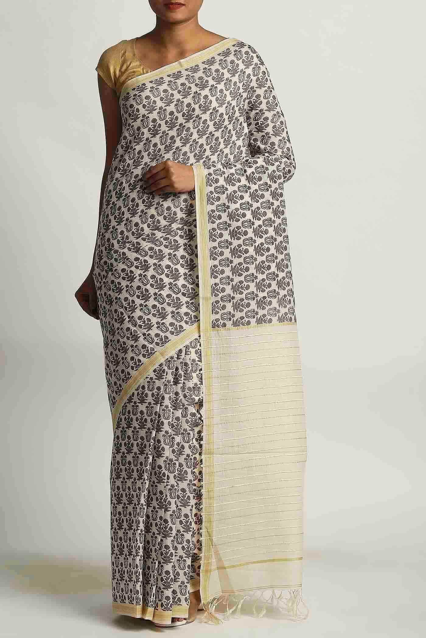 Beige Tussar Saree