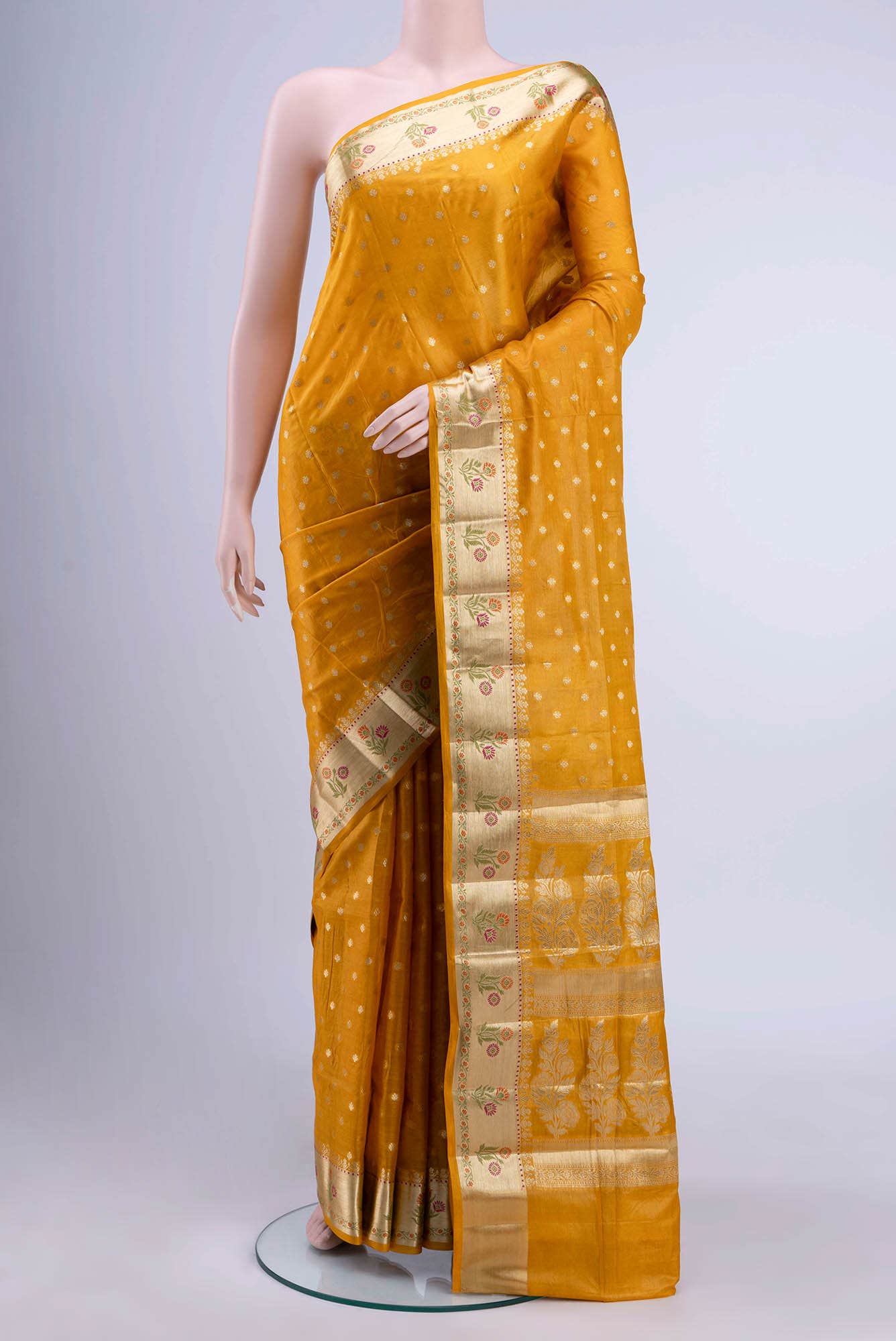 Mustard Tussar Silk Saree