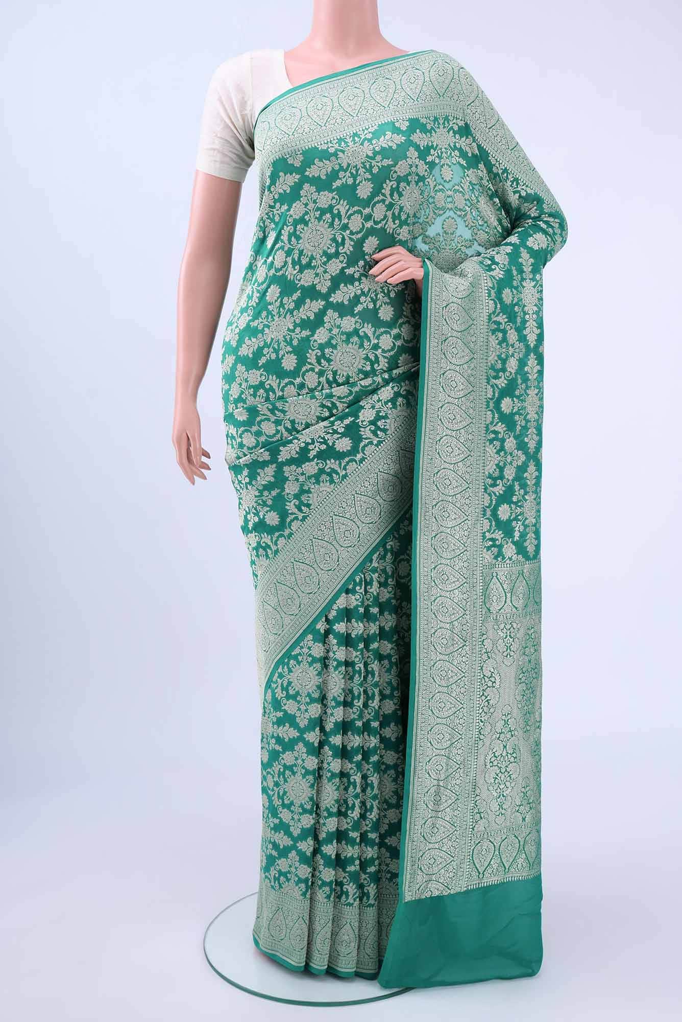 Sea Green Banarasi Georgette Saree