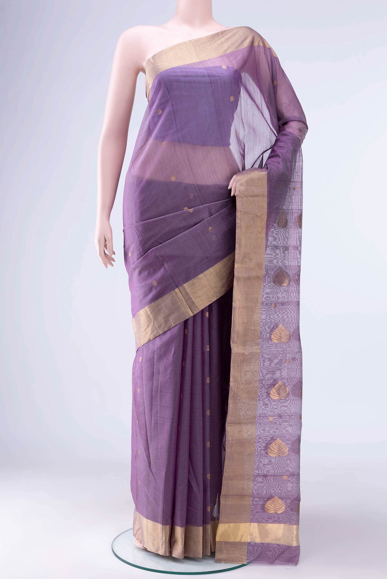 Dark Mauve Chanderi Silk Cotton Saree