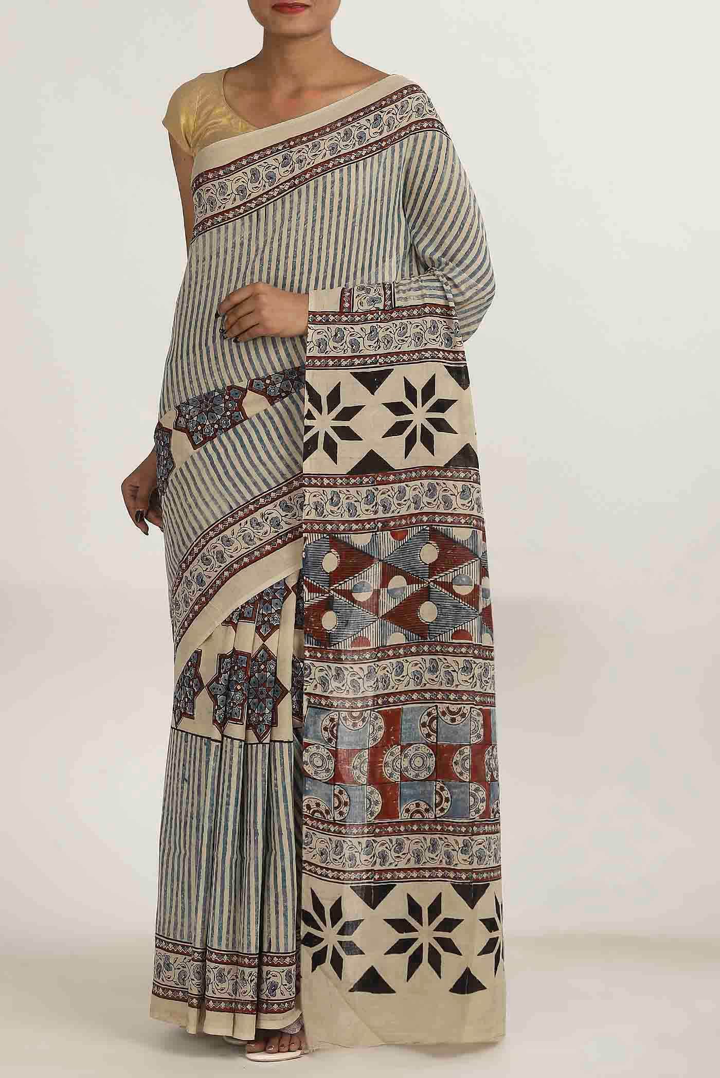 Beige Cotton Saree
